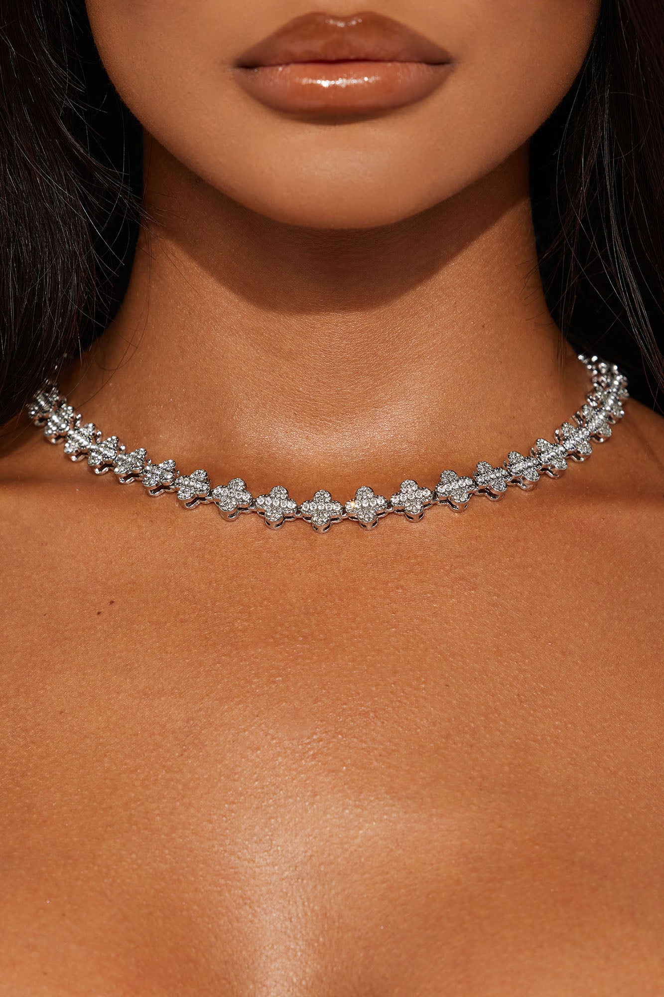 Iced Out Tennis Chain Necklace - Silver