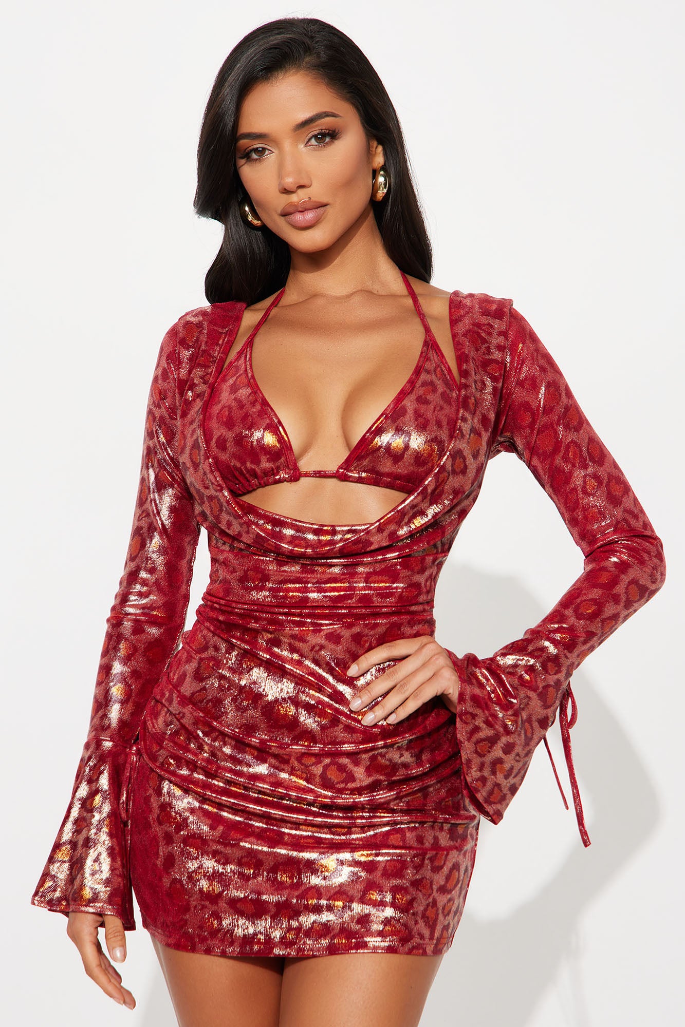 Hot Streak Leopard Mini Dress - Red/combo