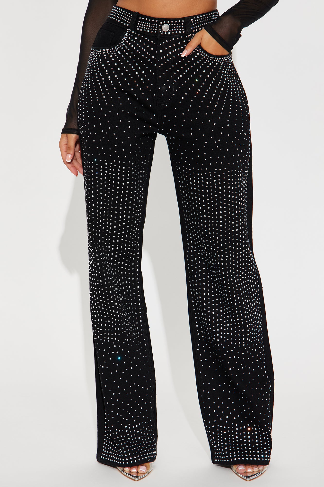 Chasing A Dream Embellished Stretch Straight Leg Jeans - Black