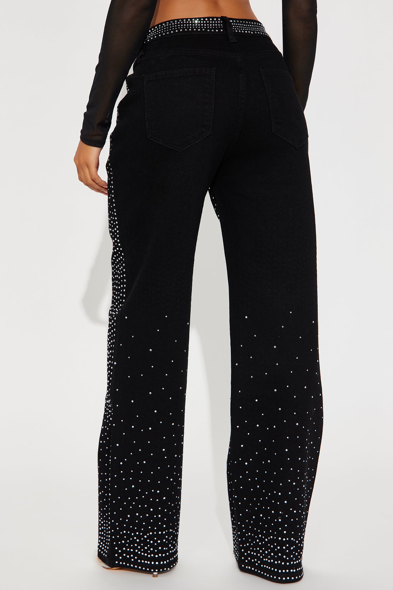 Chasing A Dream Embellished Stretch Straight Leg Jeans - Black
