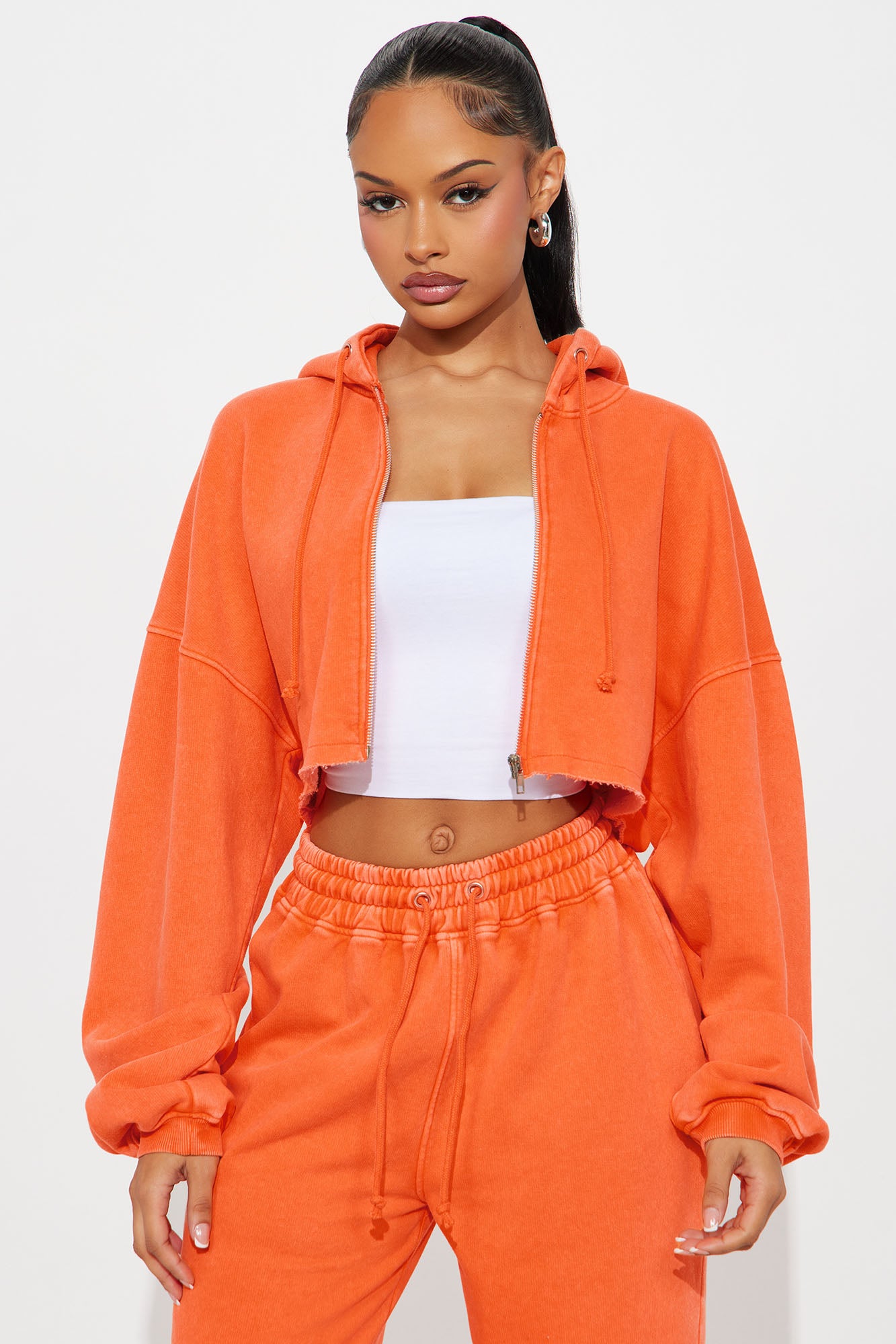 On The Go Fleece Pant Set - Orange