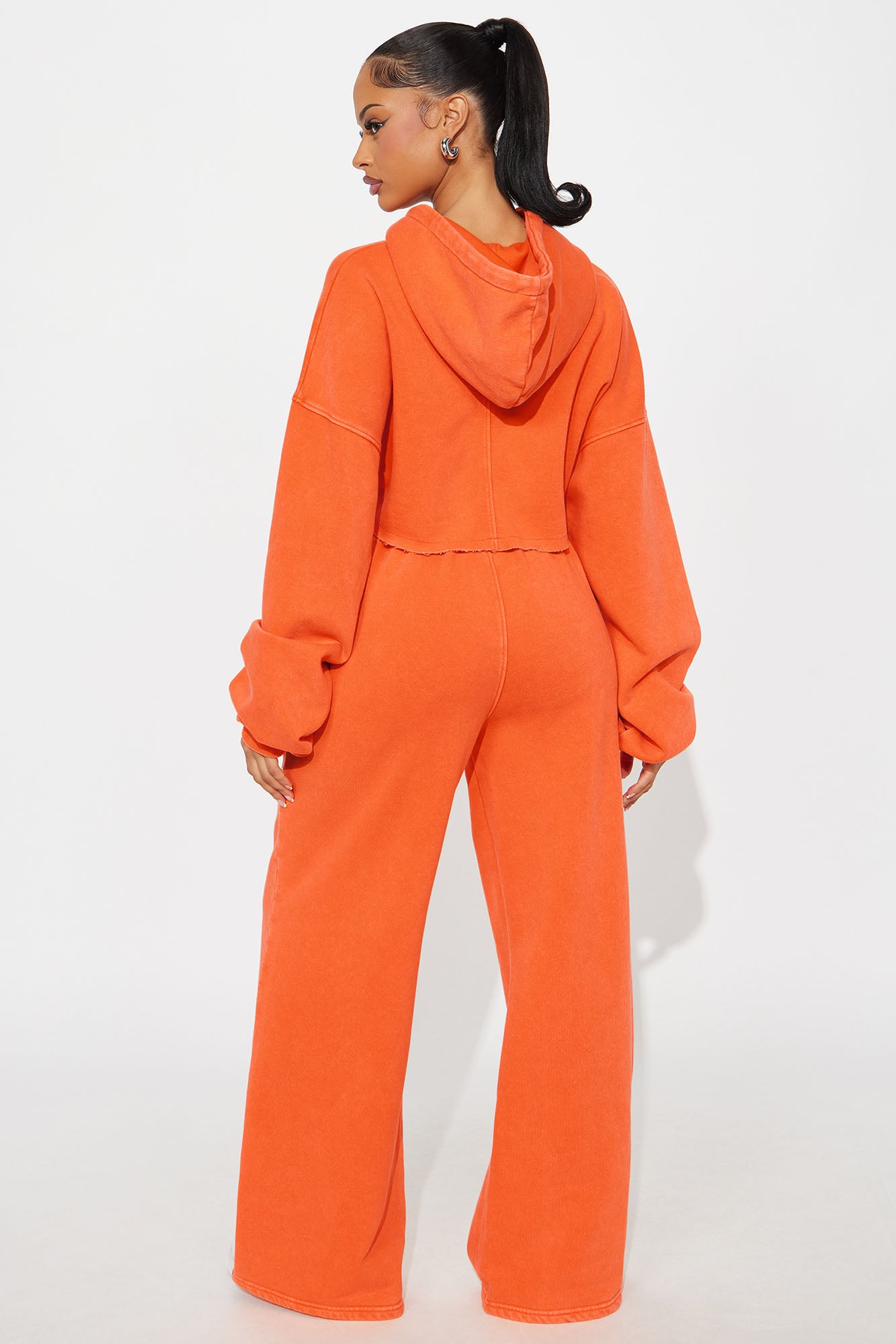 On The Go Fleece Pant Set - Orange