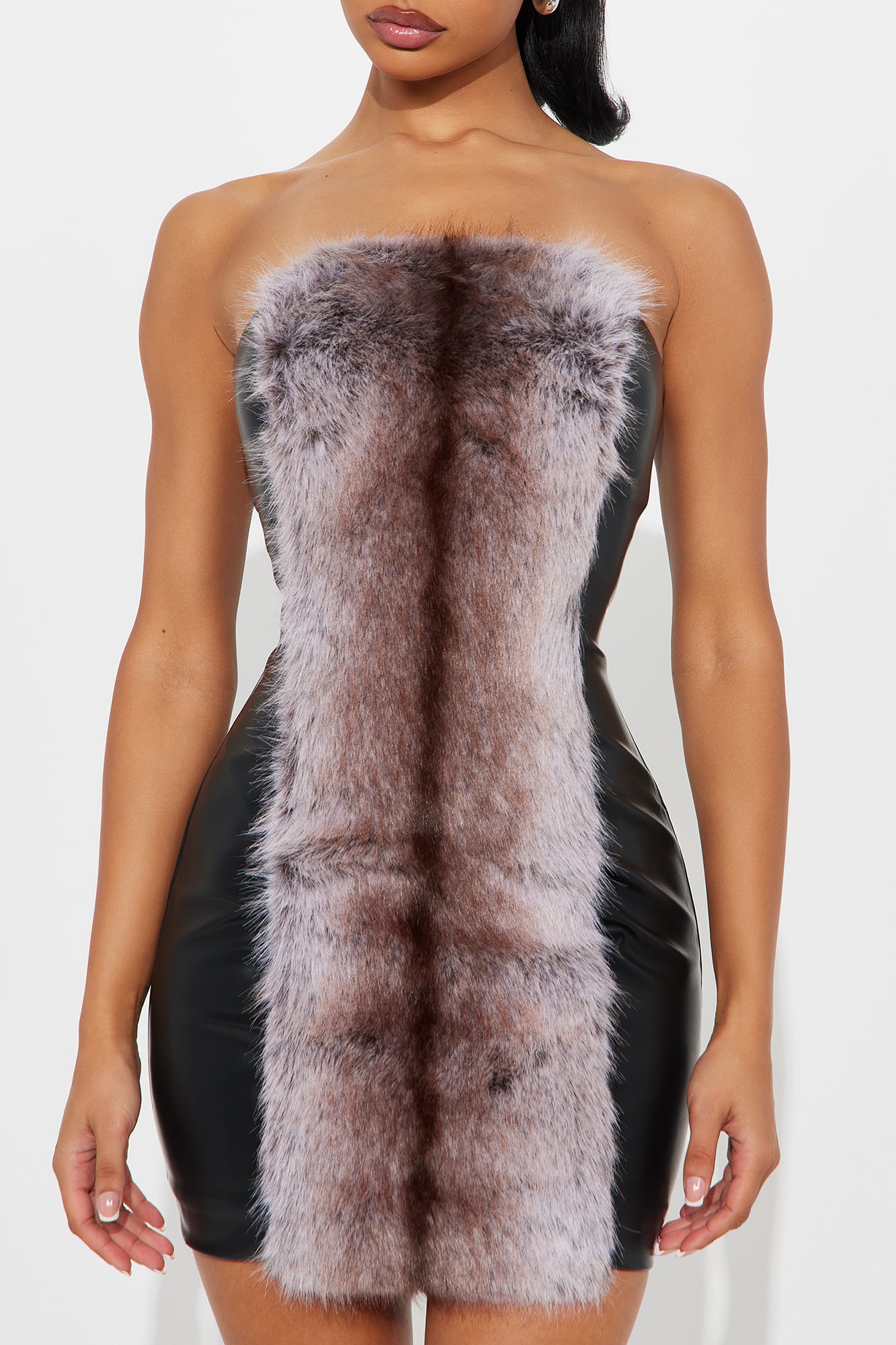 Fur Real Faux Leather Mini Dress - Black