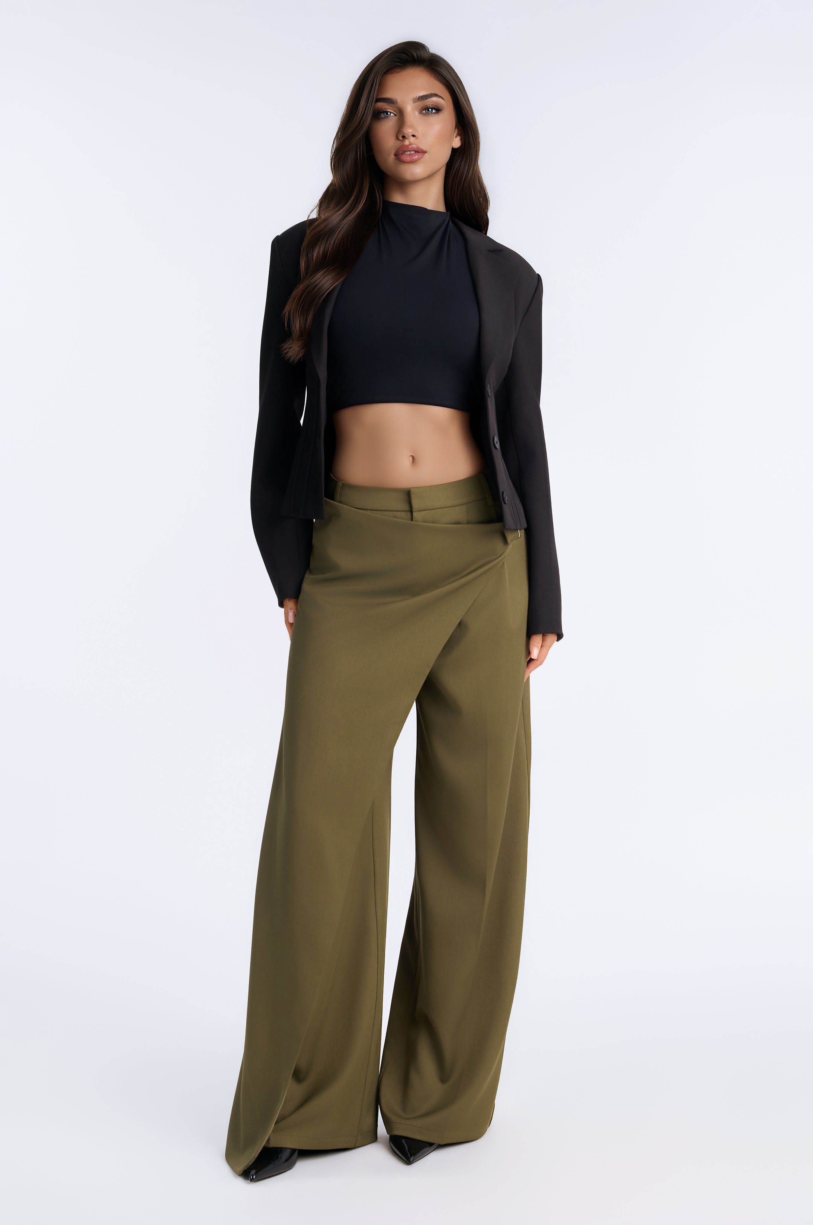 Tailored Touch Wrap Front Trouser 33″ - Olive