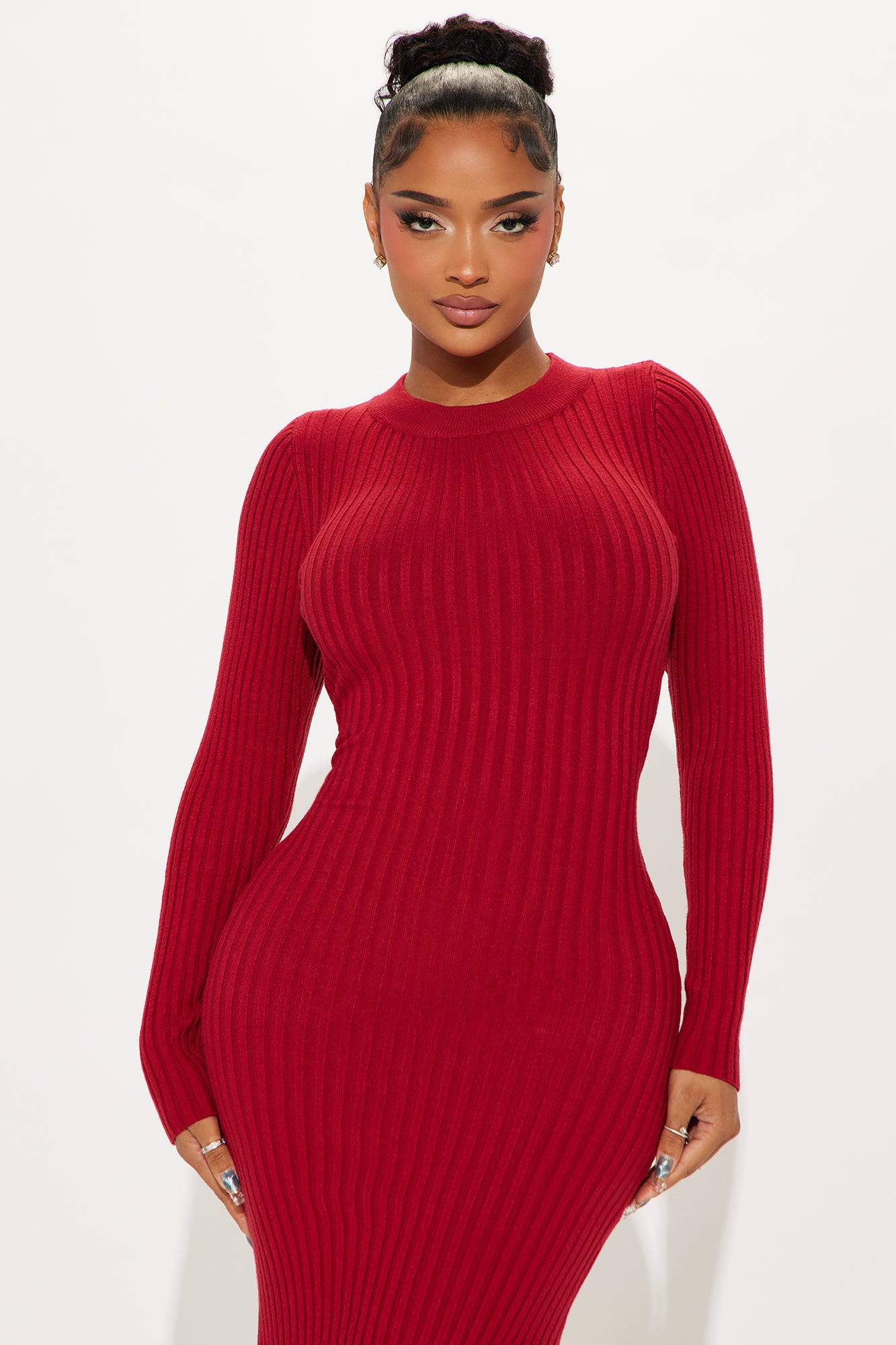 Kaylie Sweater Maxi Dress - Wine