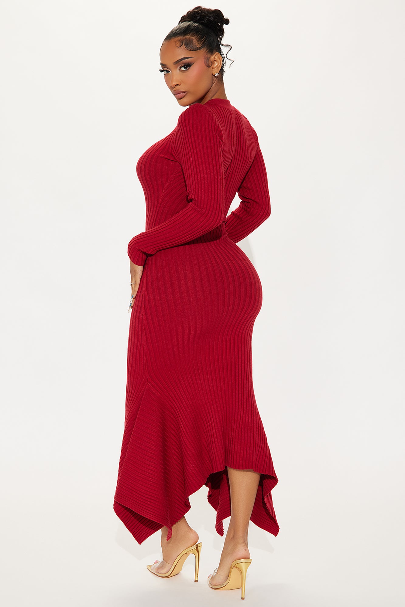 Kaylie Sweater Maxi Dress - Wine