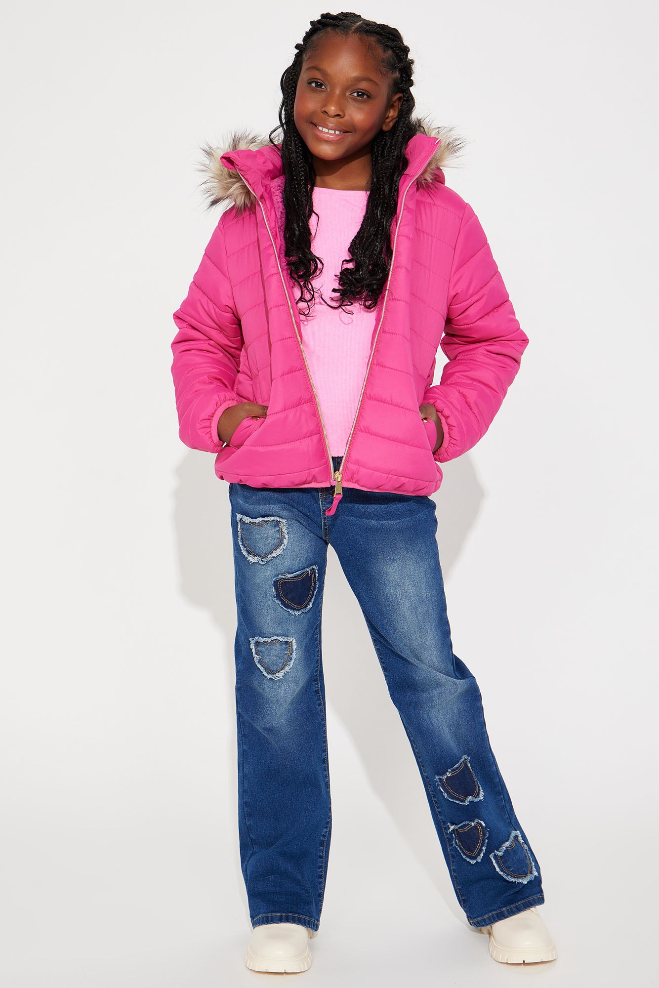 Mini Always Ready For Fun Puffer Coat - Fuchsia