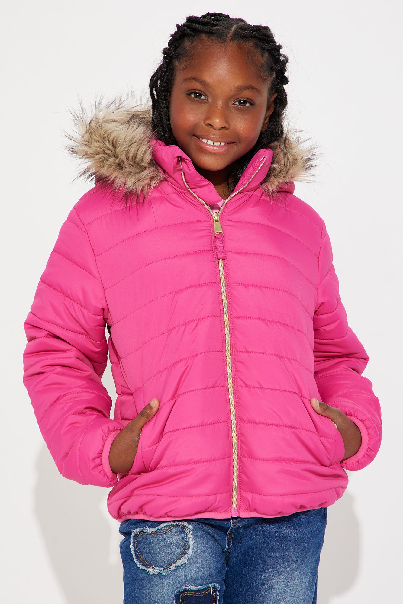 Mini Always Ready For Fun Puffer Coat - Fuchsia