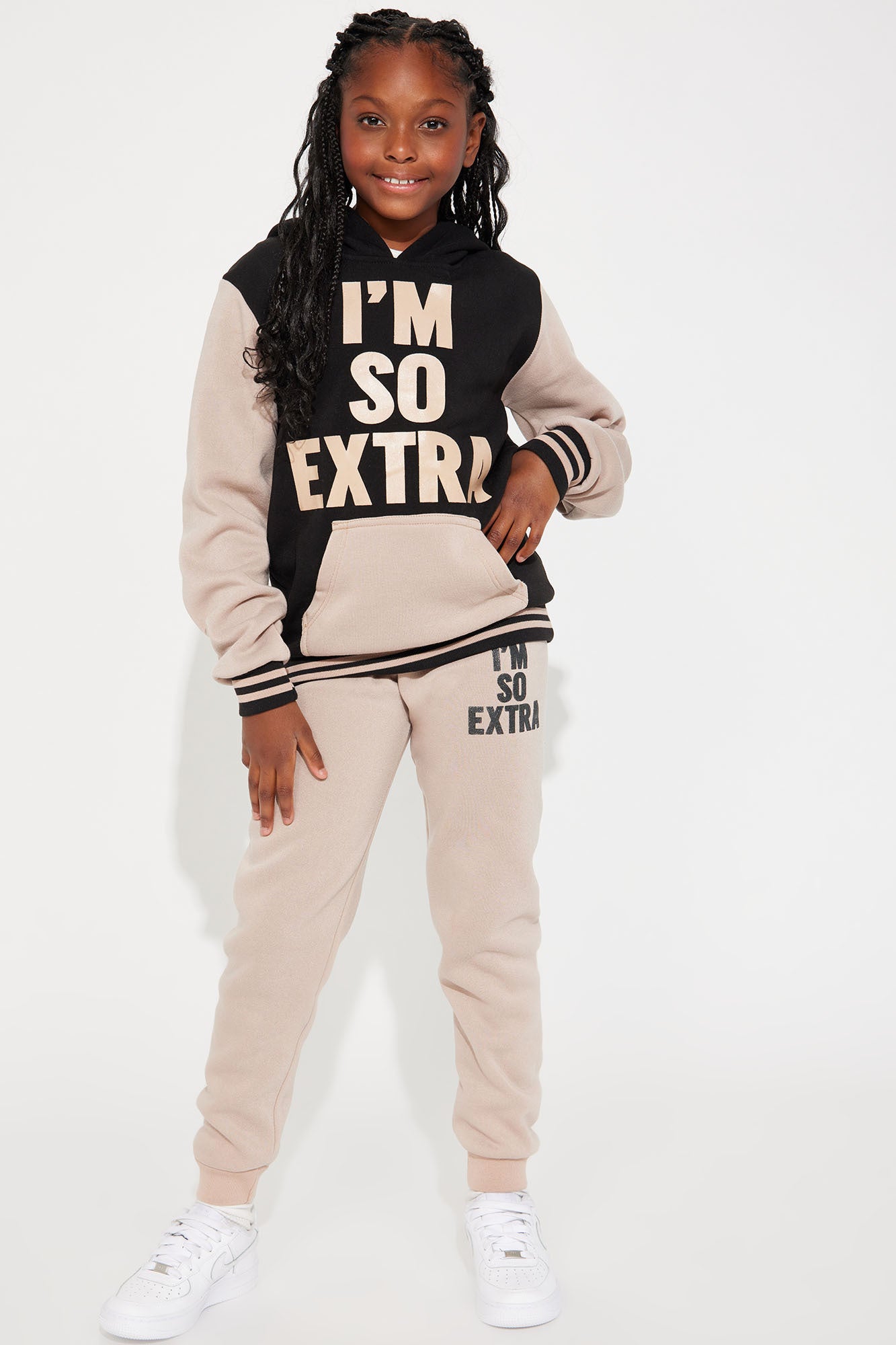 Mini I'm So Extra Fleece Set - Grey/Black