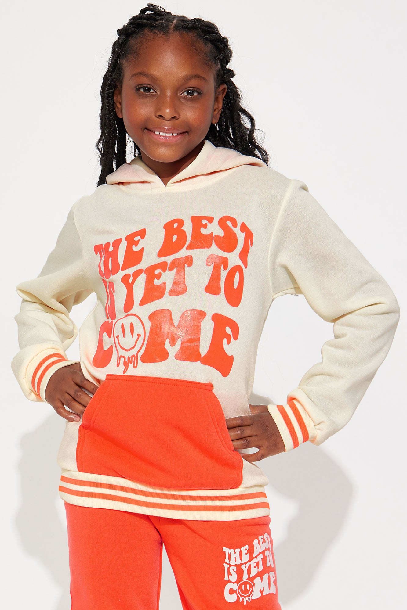 Mini The Best Is Yet To Come Fleece Set - Orange/combo