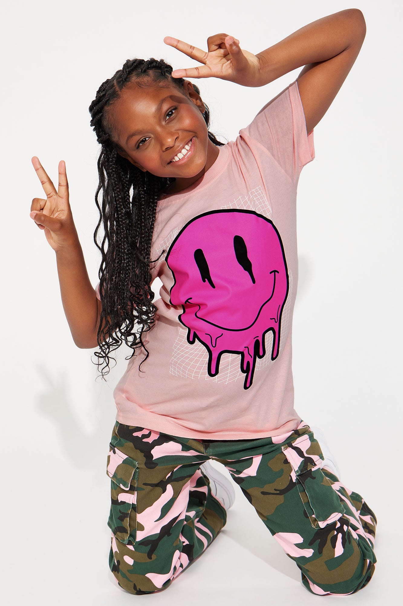 Mini Dripping Smiley T-Shirt - Pink