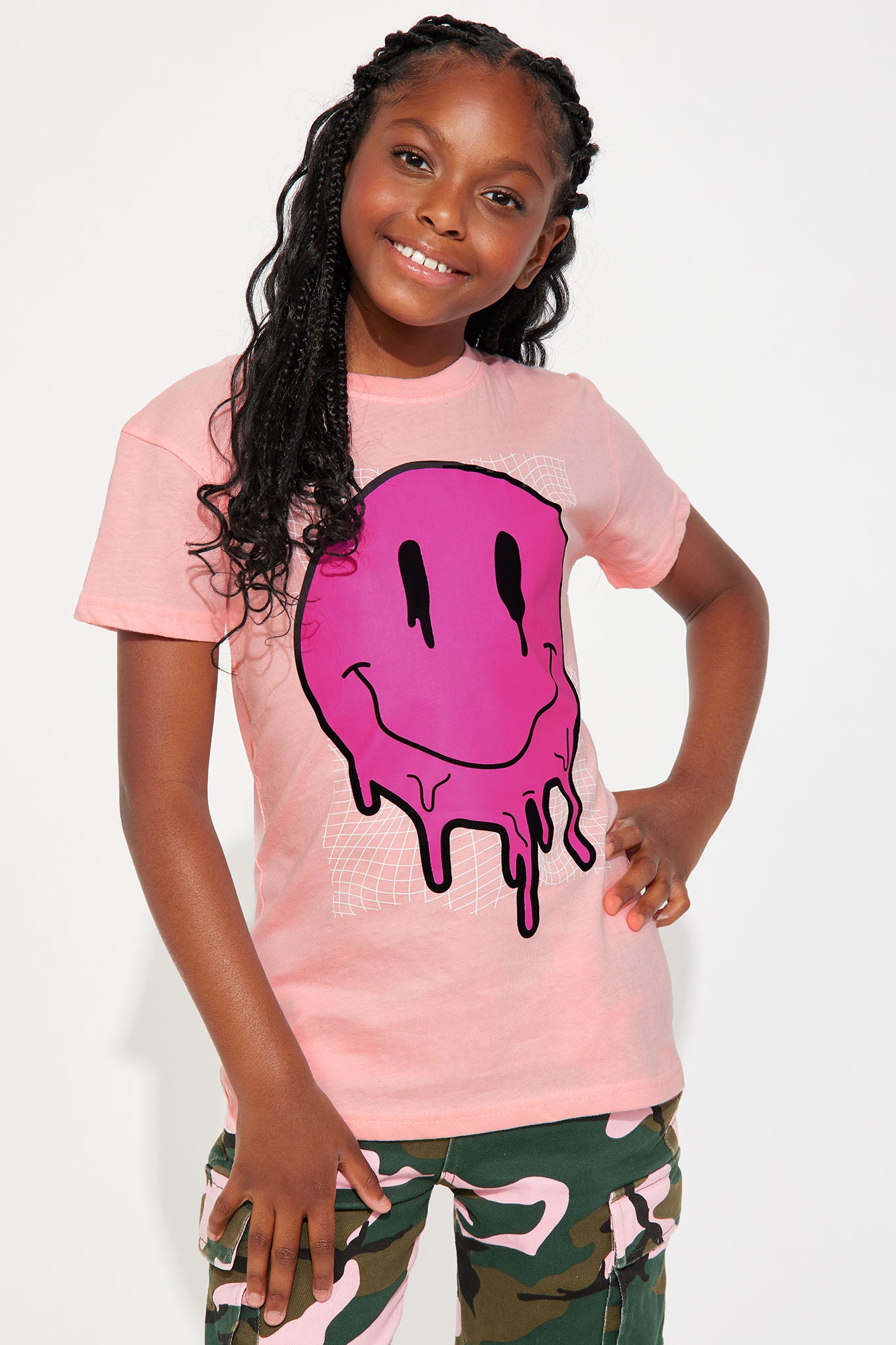 Mini Dripping Smiley T-Shirt - Pink