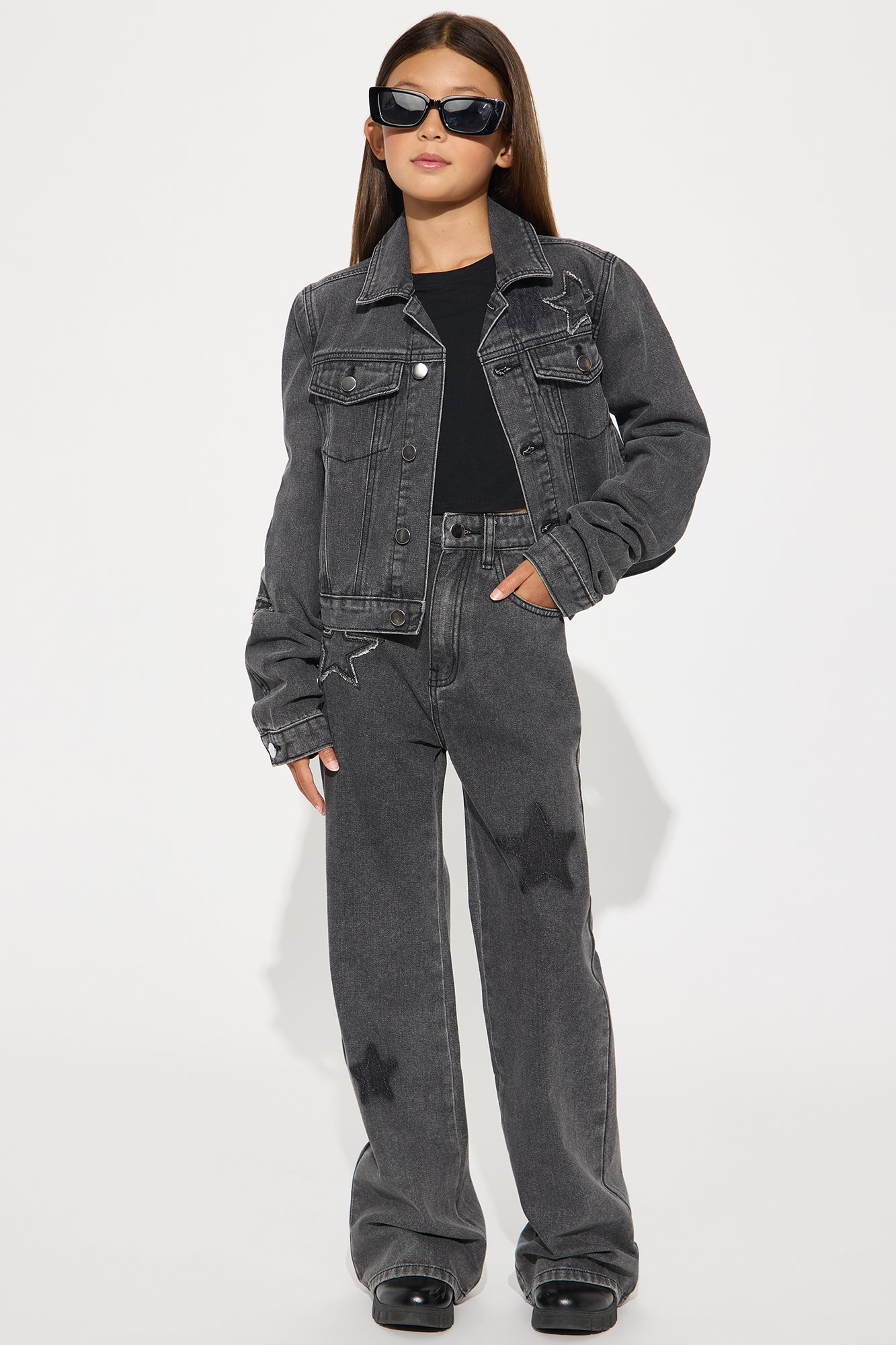 Mini Truly A Star Straight Leg Jeans - Black Wash