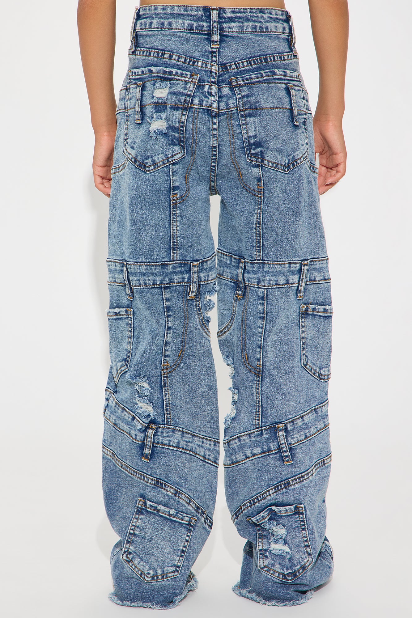 Mini Elyza Reconstructed Ripped Straight Leg Jeans - Medium Wash