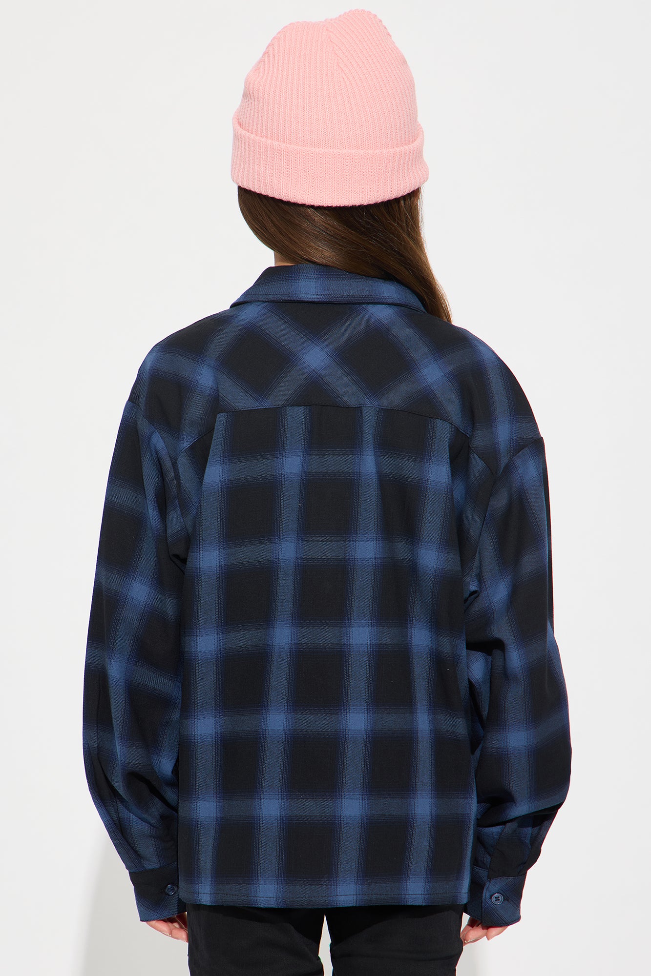 Mini Love Ya Graphic Button Down Plaid Shirt - Blue/combo