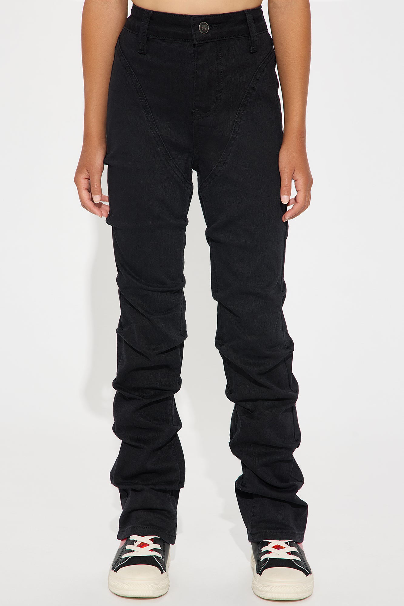 Mini See Me Stacked Straight Leg Jeans - Black