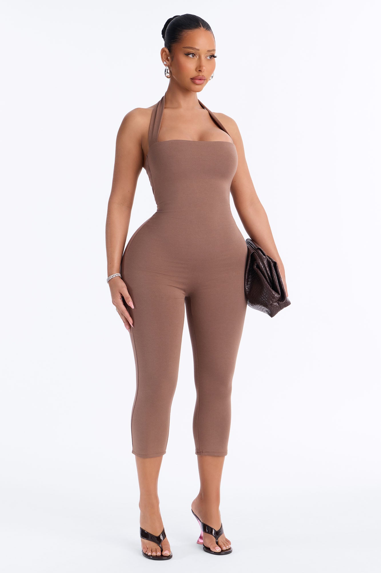 Ria Premium Modal Capri Jumpsuit - Sand