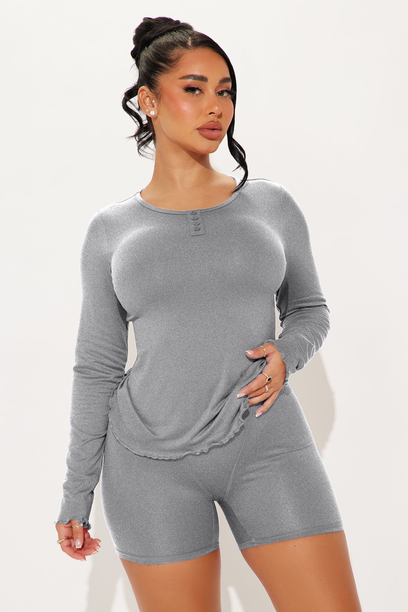 Between Us PJ Boxer Short Set - Heather Grey