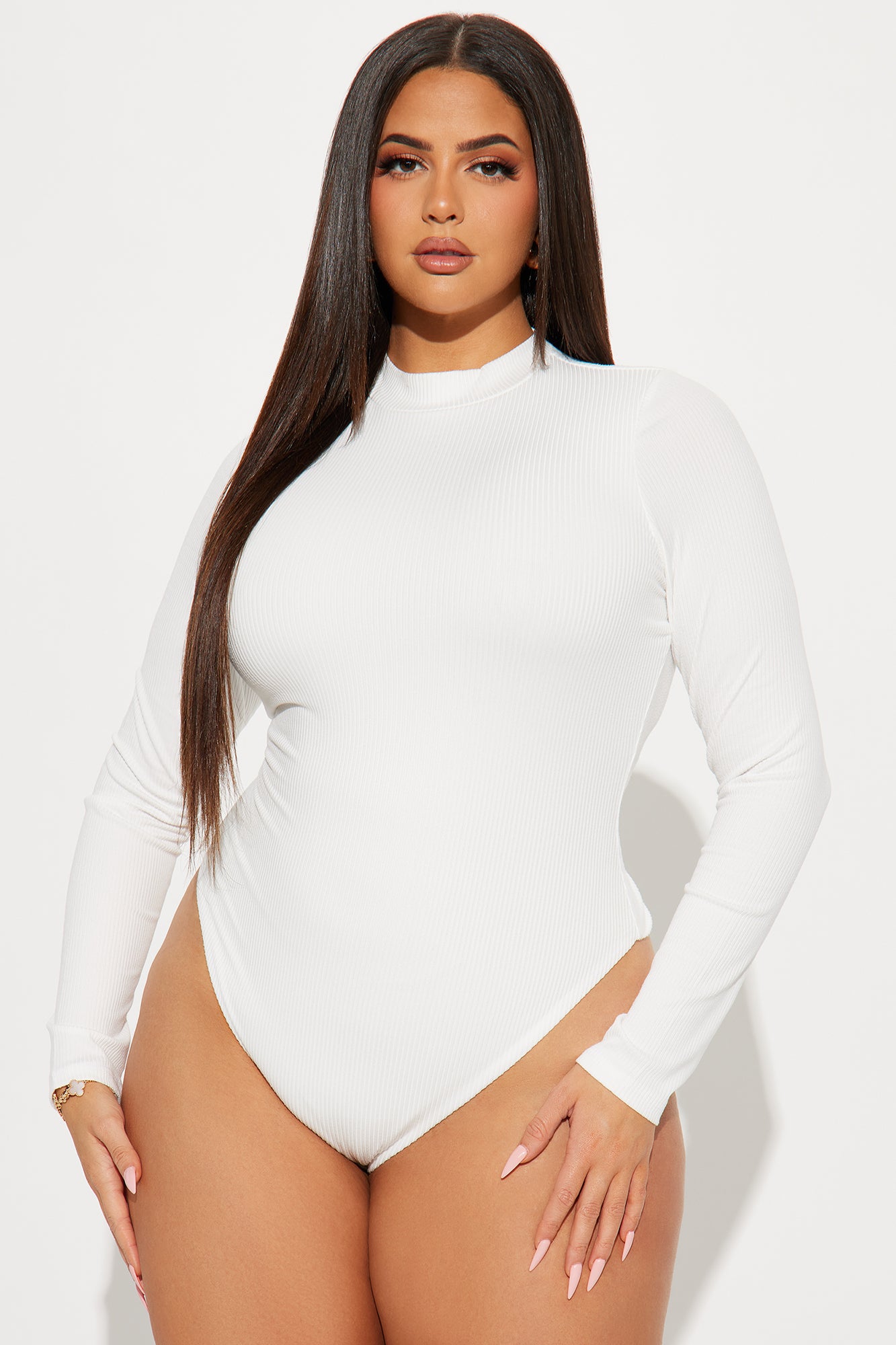 Gina Ribbed Long Sleeve Bodysuit - Off White