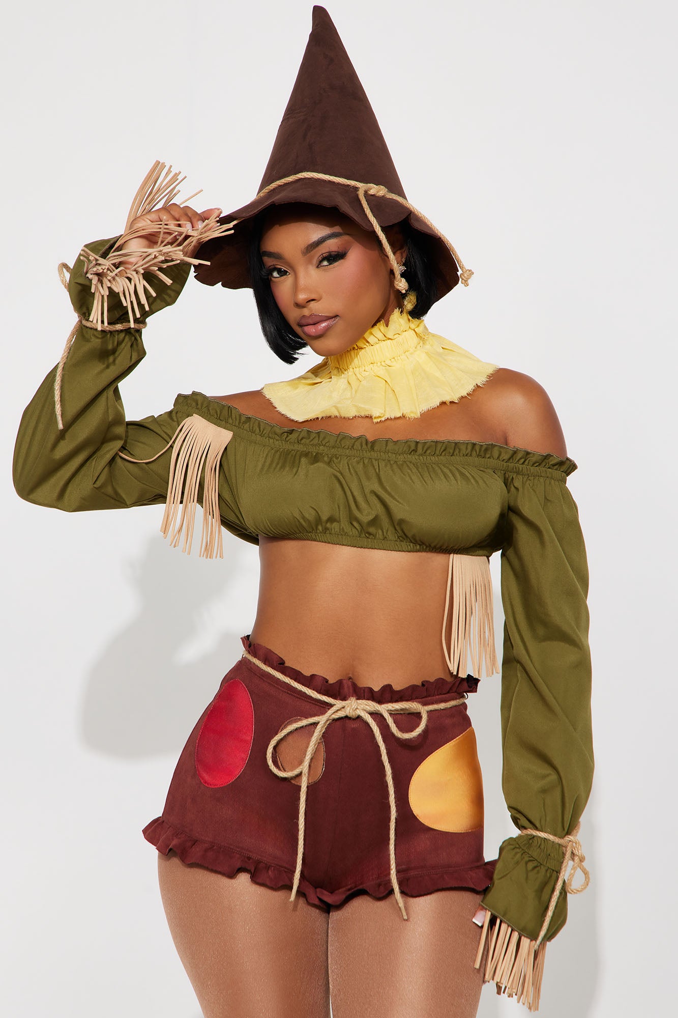 Sinister Scarecrow Cutie 6 Piece Costume Set - Brown/combo