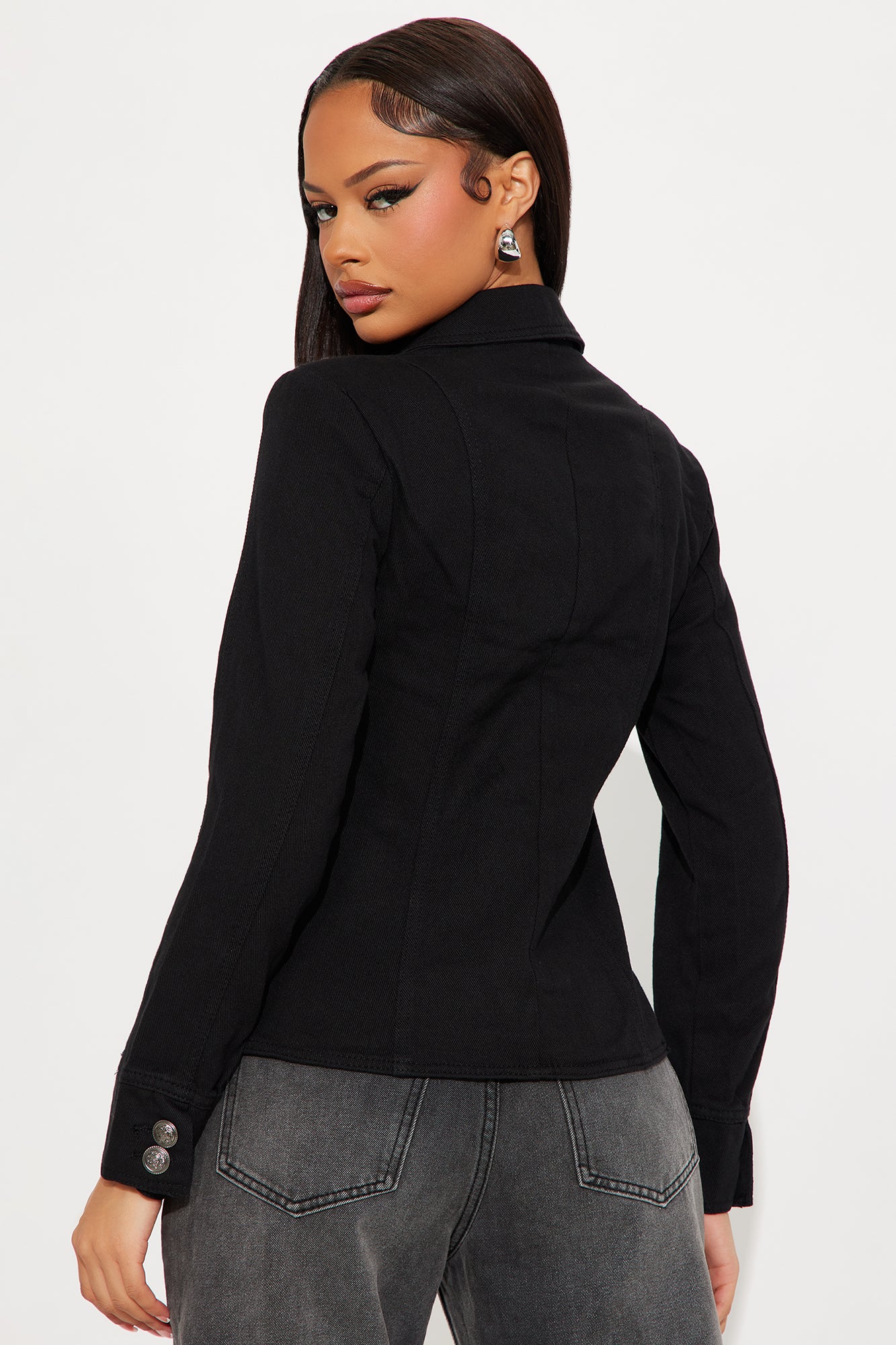 Such Dedication Double Breasted Denim Blazer - Black