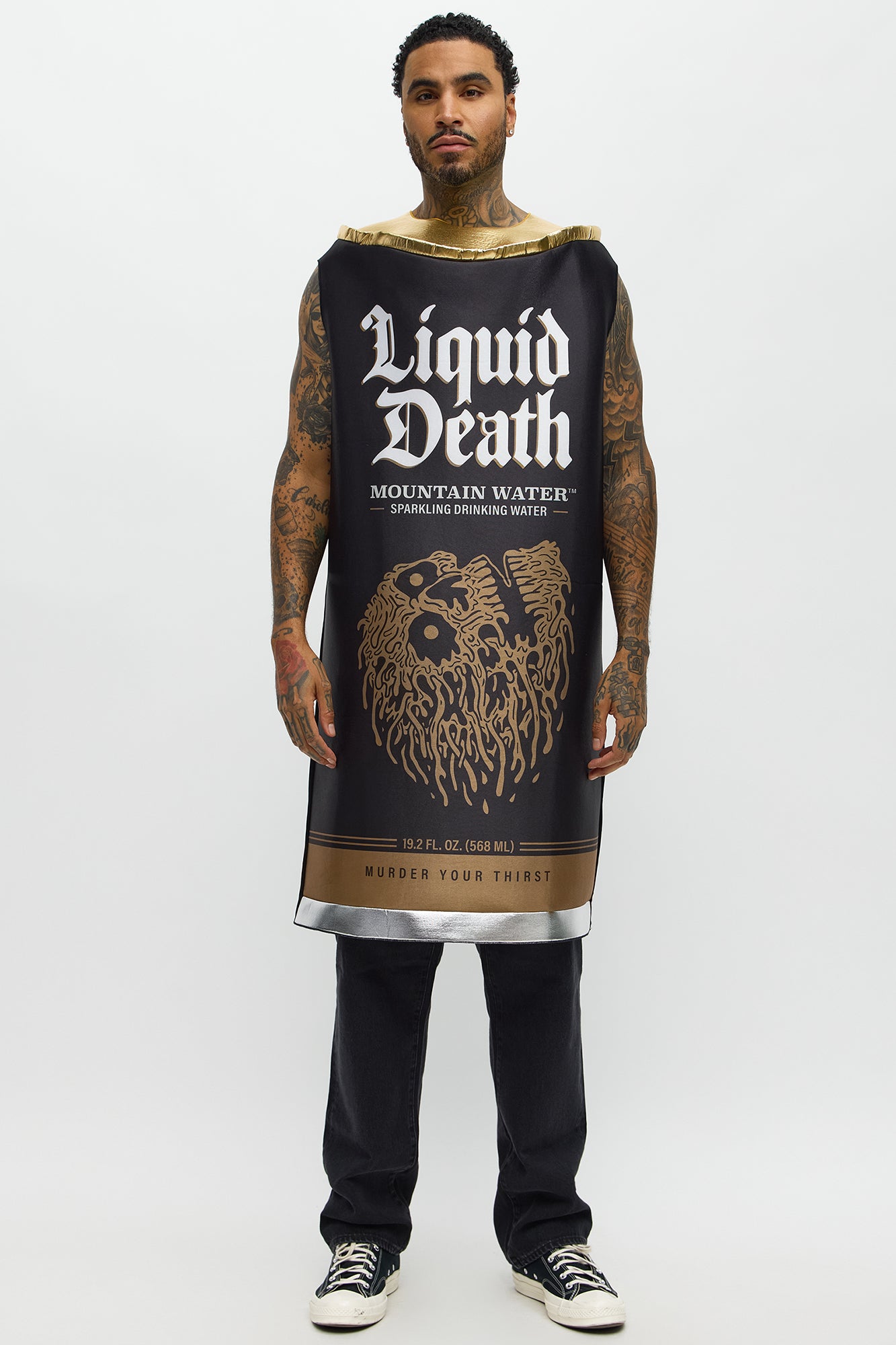 Liquid Death Sparkling Water Can Costume - Black/combo
