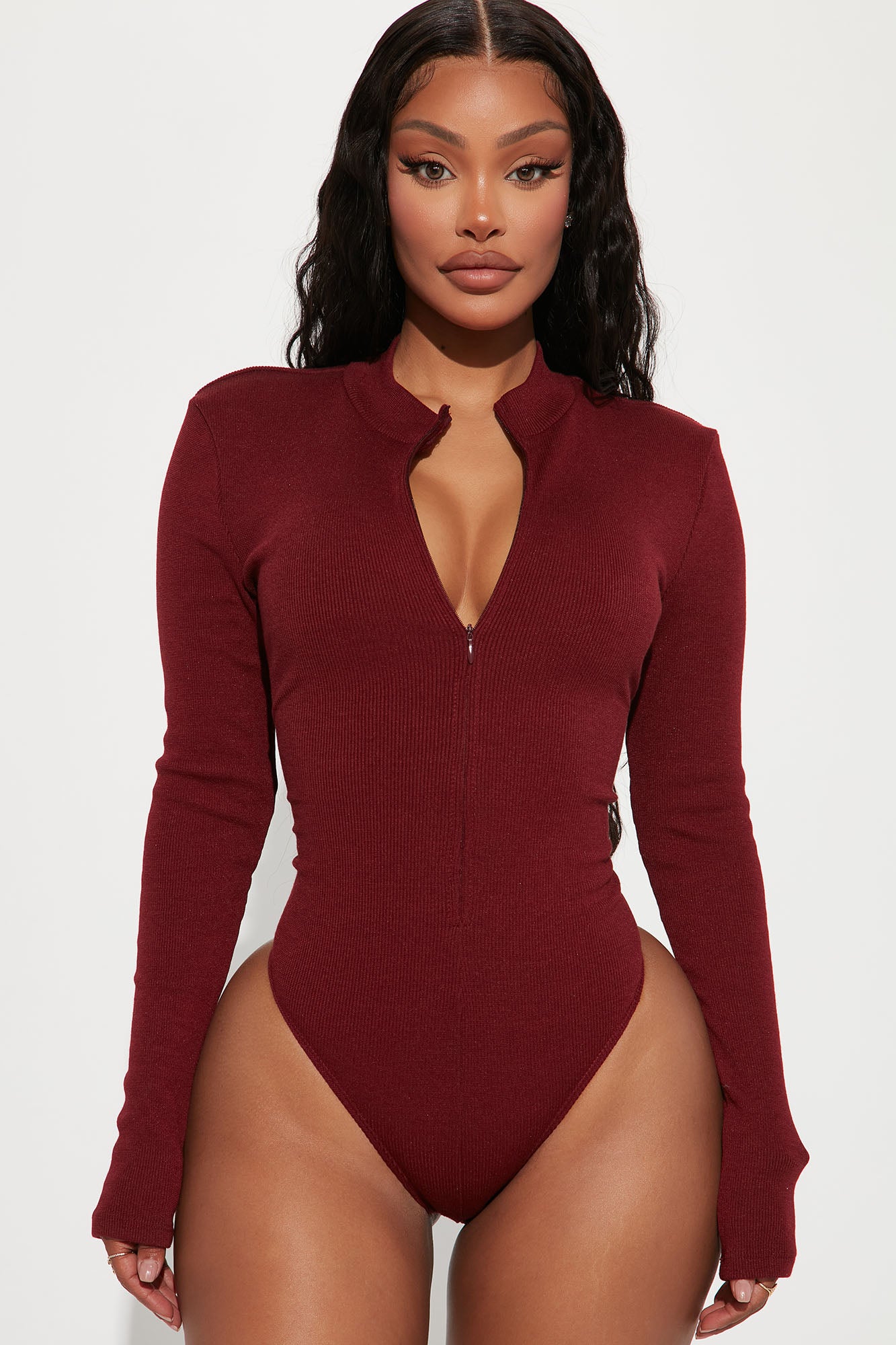 Grind Time Beyond Long Sleeve Bodysuit - Burgundy