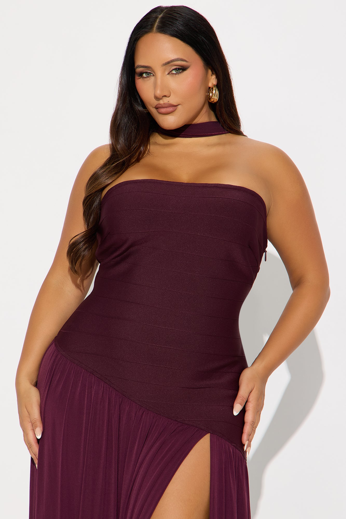 Amelia Drop Waist Bandage Gown - Plum
