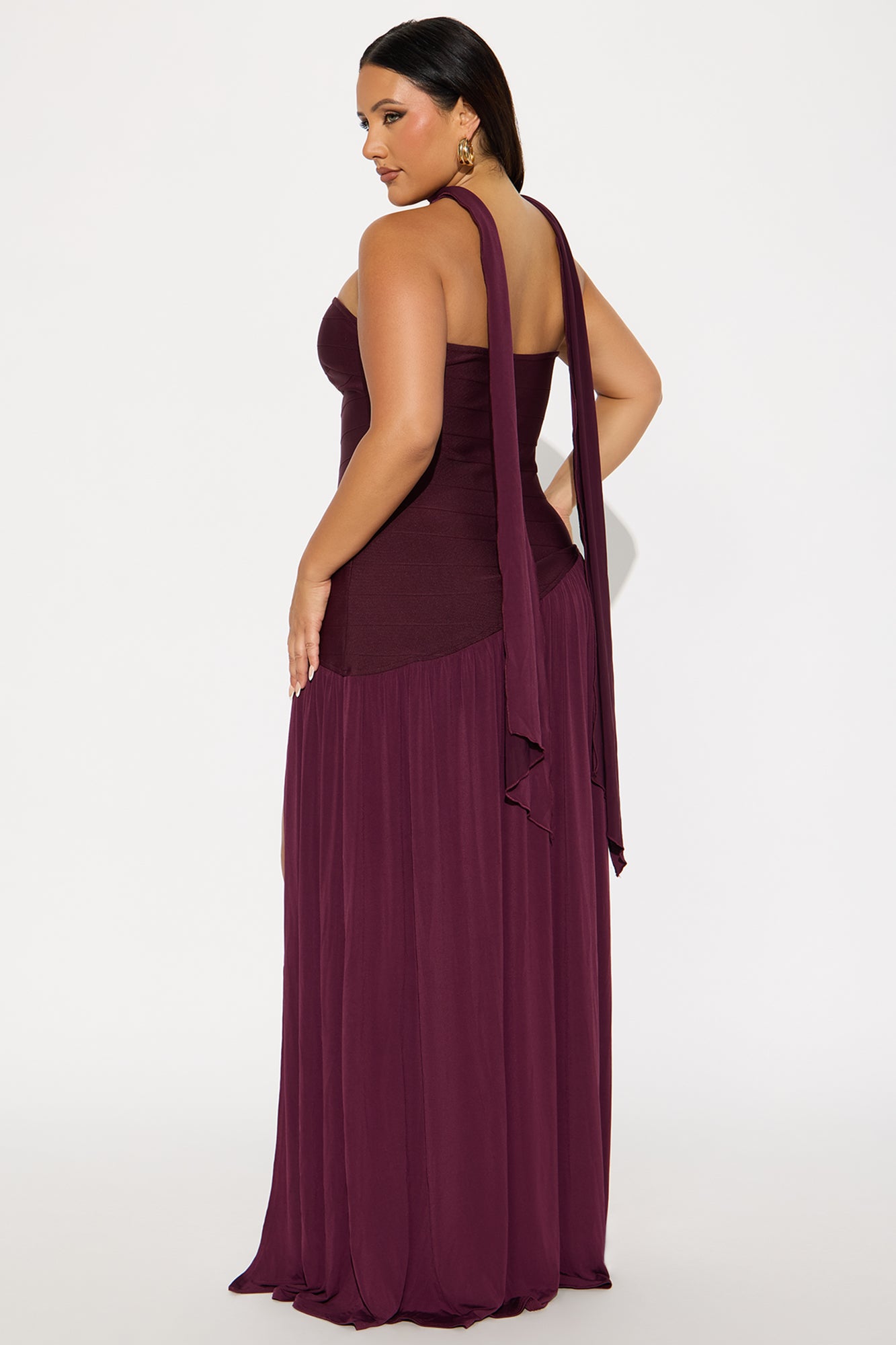 Amelia Drop Waist Bandage Gown - Plum