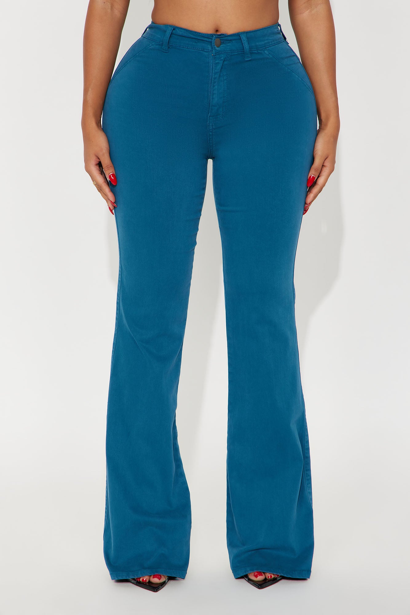 Classic Color Trouser Flare Jeans - Teal