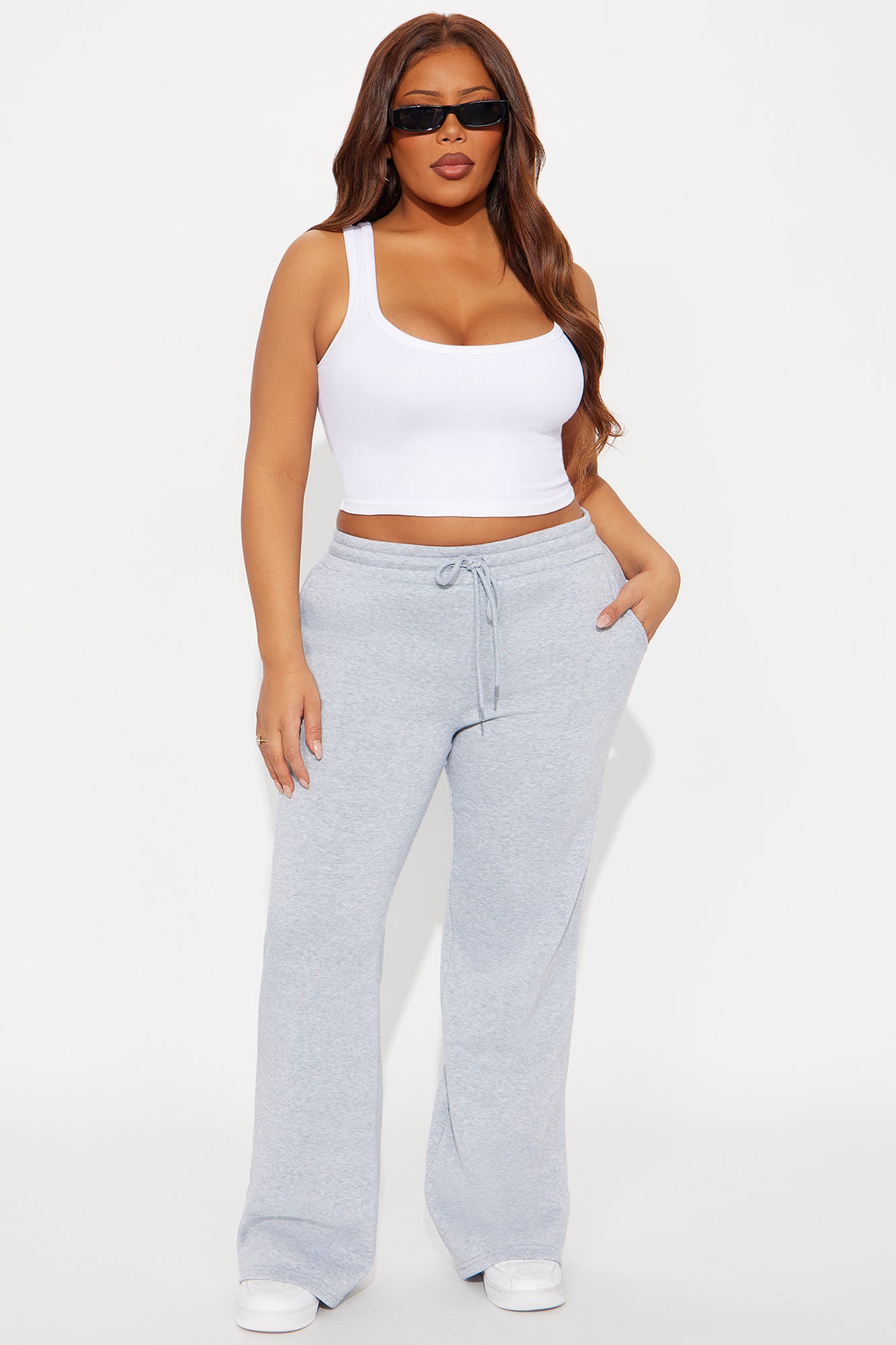 Candice Petite Lounge Flare Pant - Heather Grey