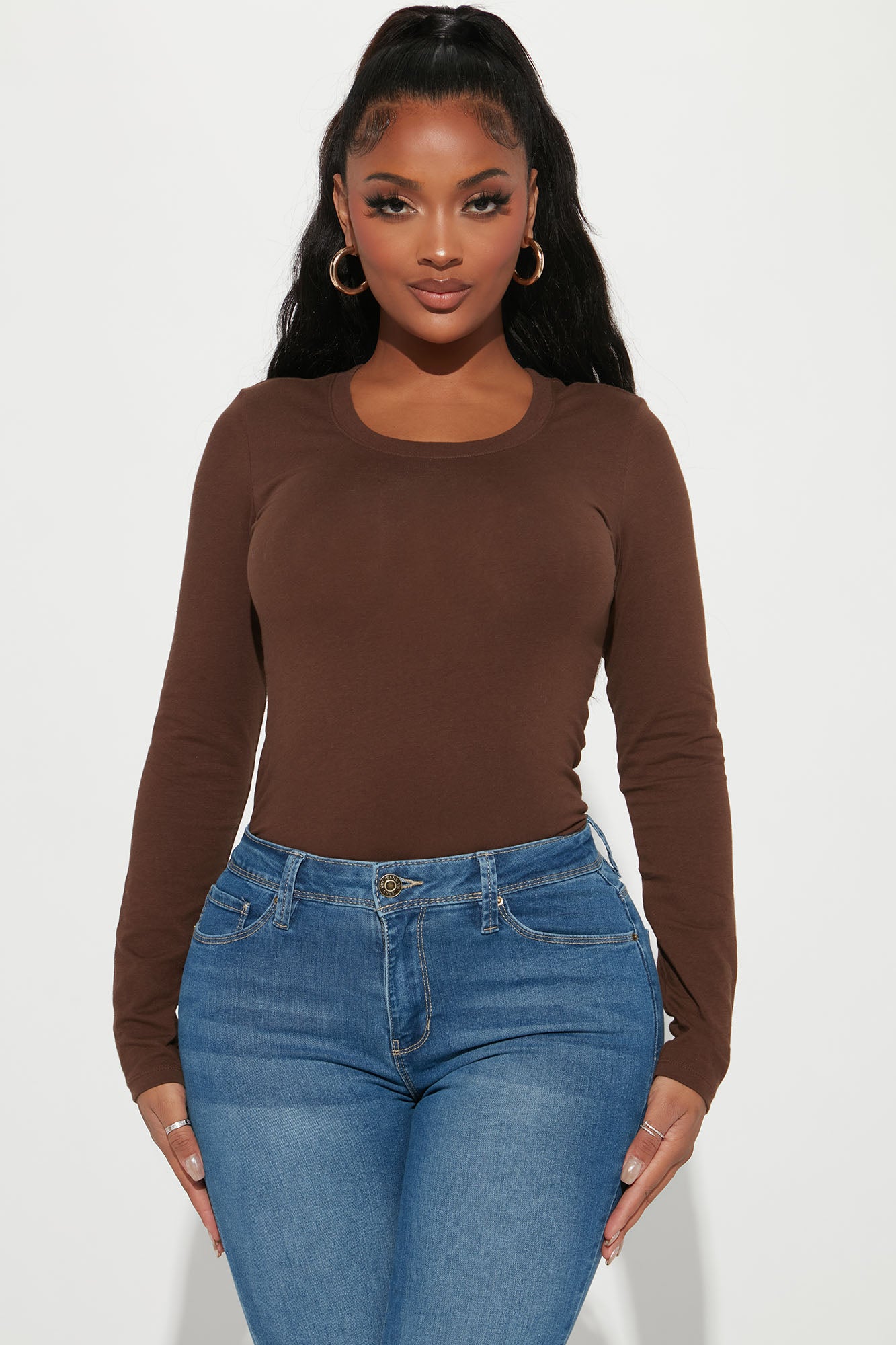 Sabrina Long Sleeve Tee - Dark Brown