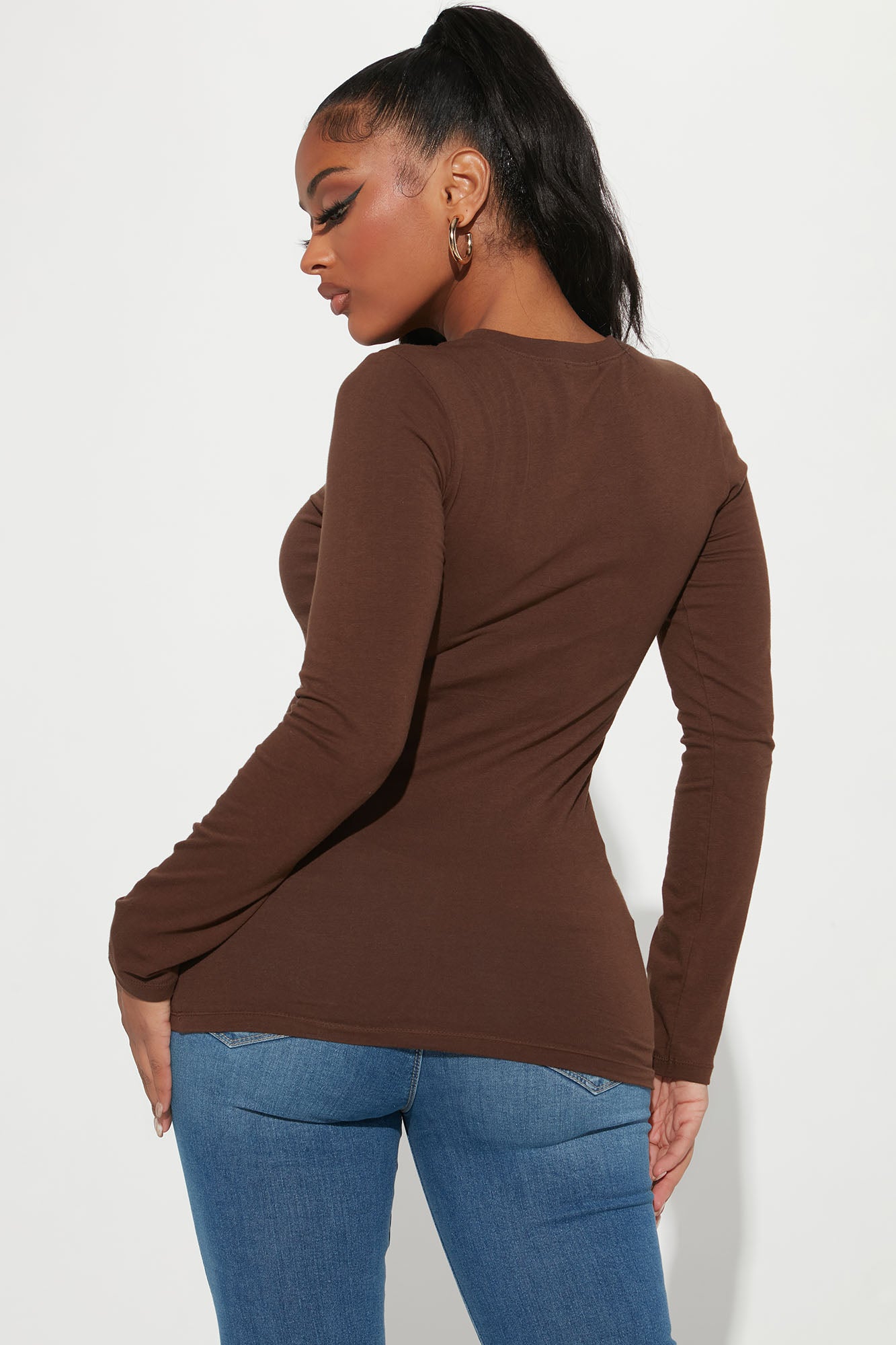 Sabrina Long Sleeve Tee - Dark Brown