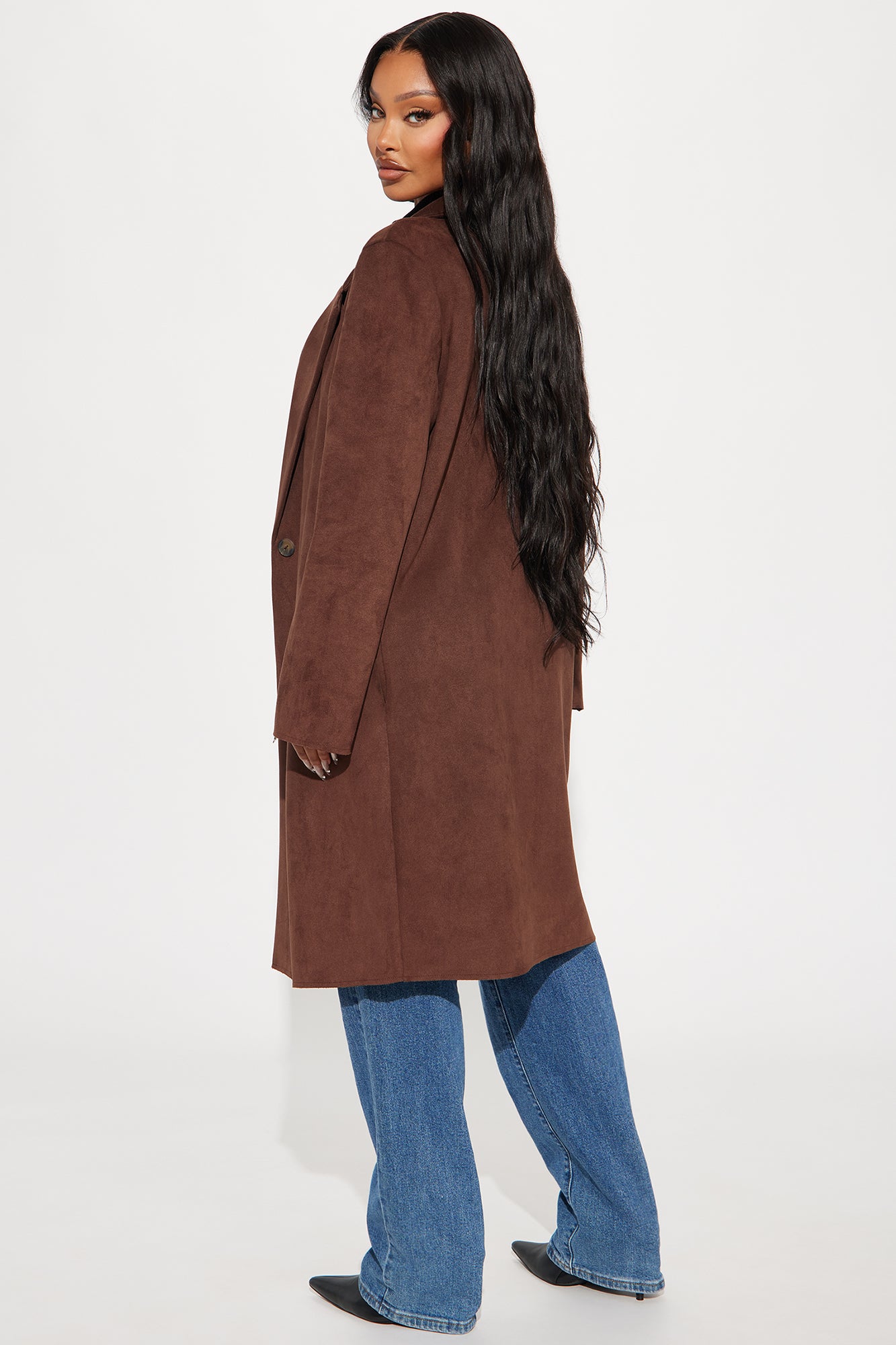 Taylor Faux Suede Trench - Brown