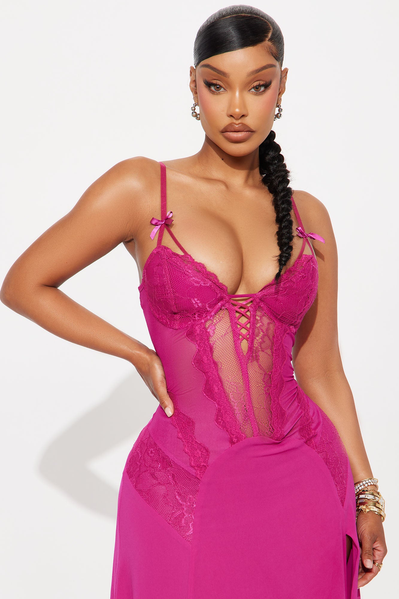 Rule Your World Sheer Maxi Dress - Magenta
