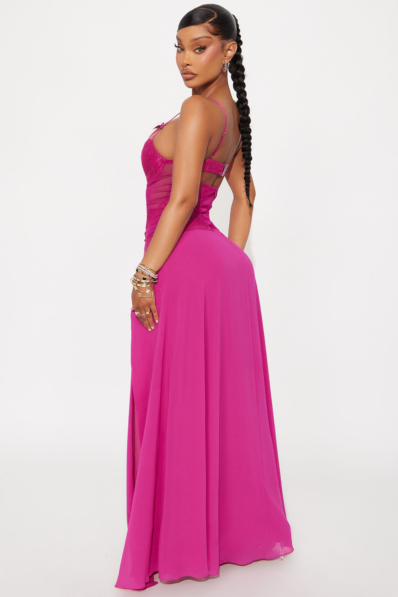 Rule Your World Sheer Maxi Dress - Magenta