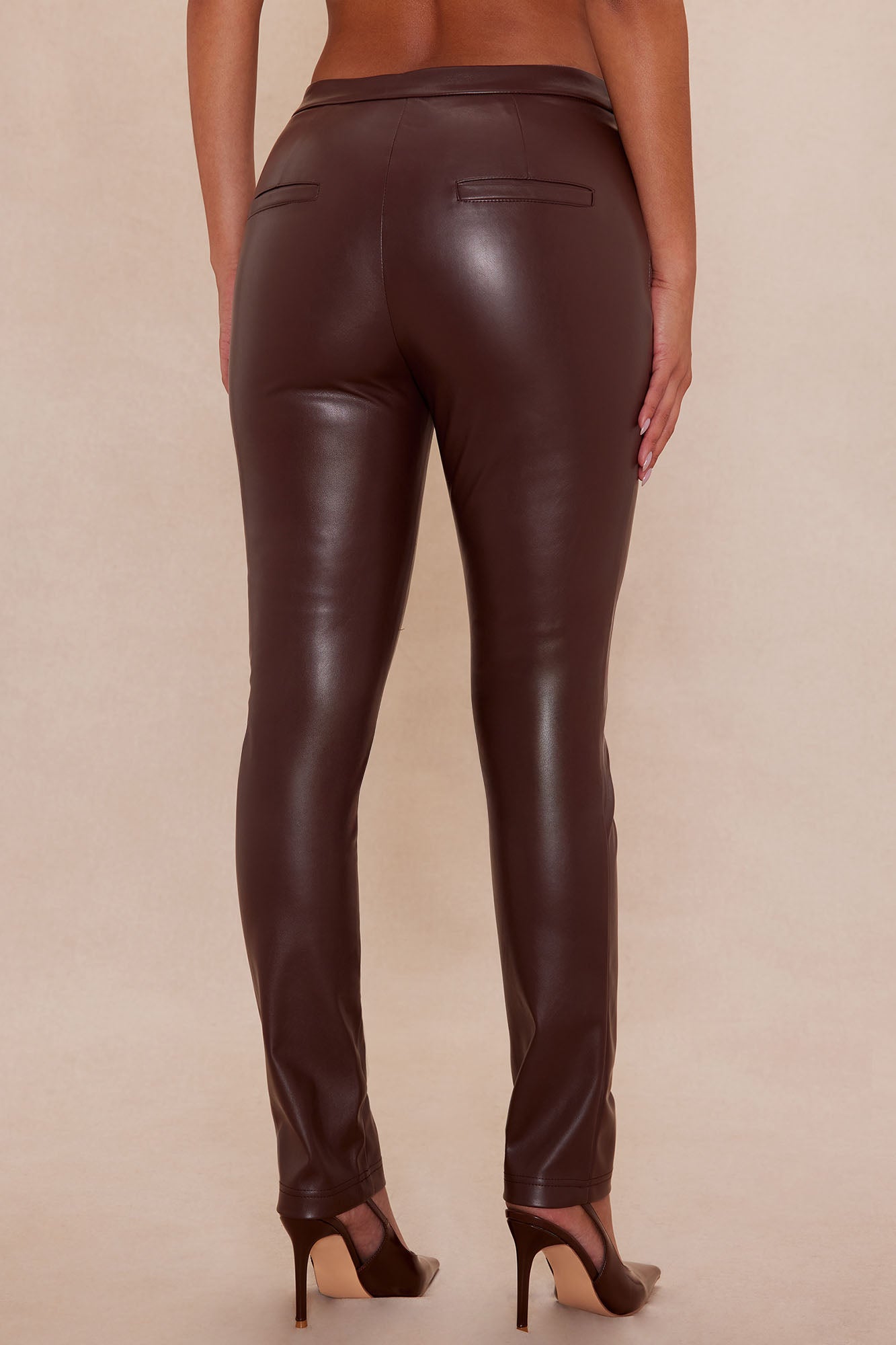 Kendra Faux Leather Skinny Pant - Chocolate