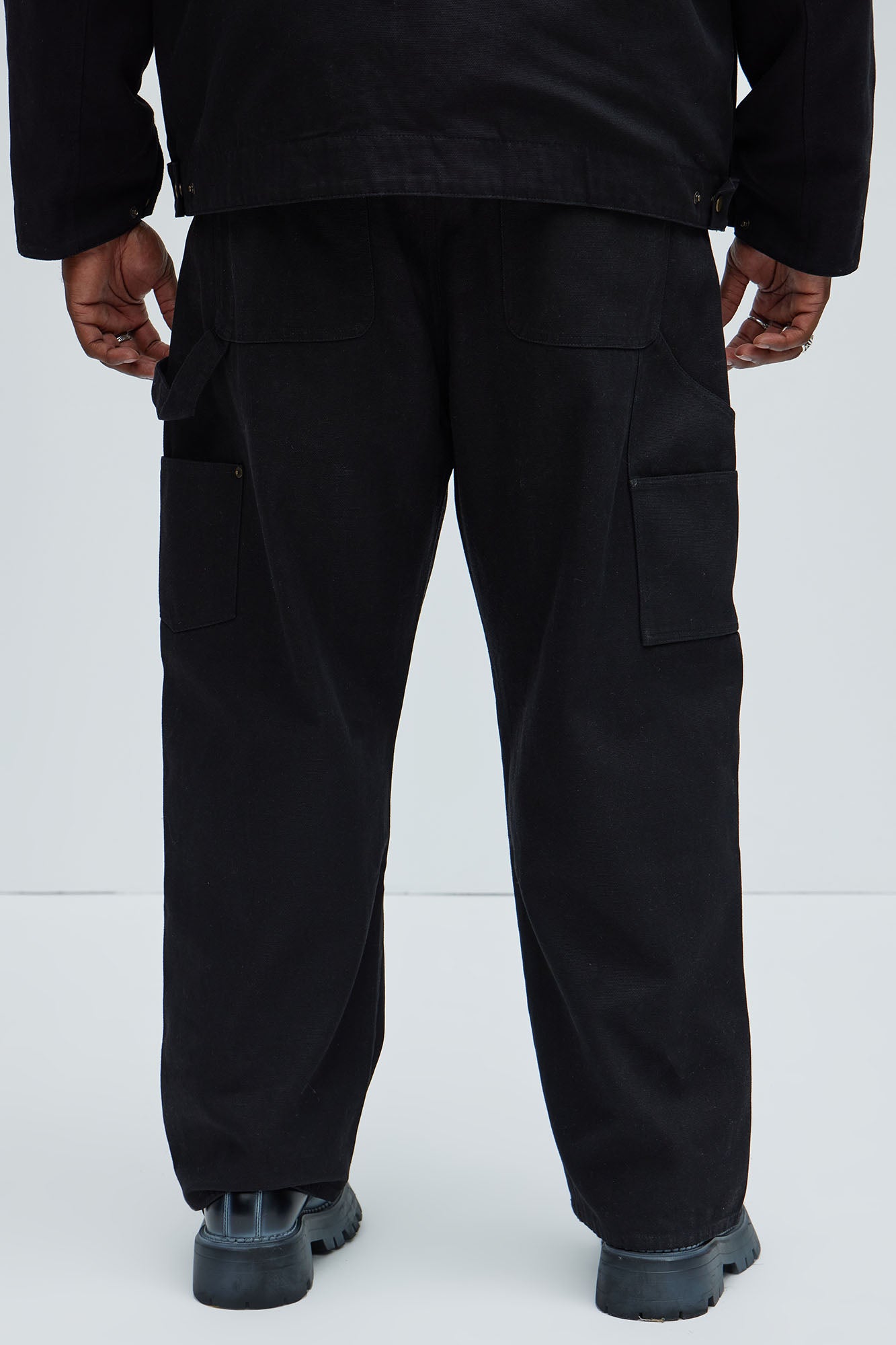 Alexander Double Knee Straight Utility Canvas Pants - Black