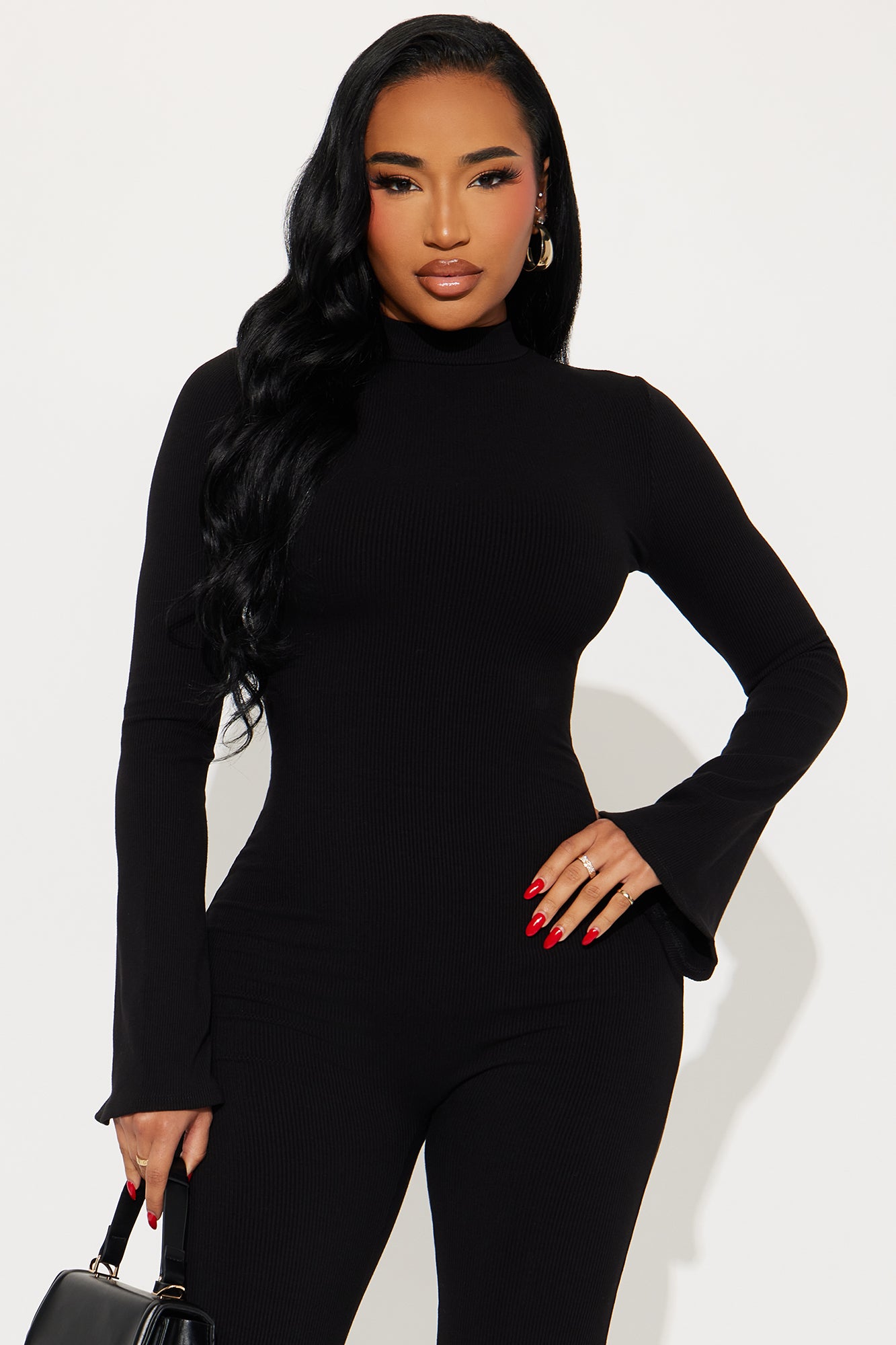 Seraphina Snatched Long Sleeve Jumpsuit - Black
