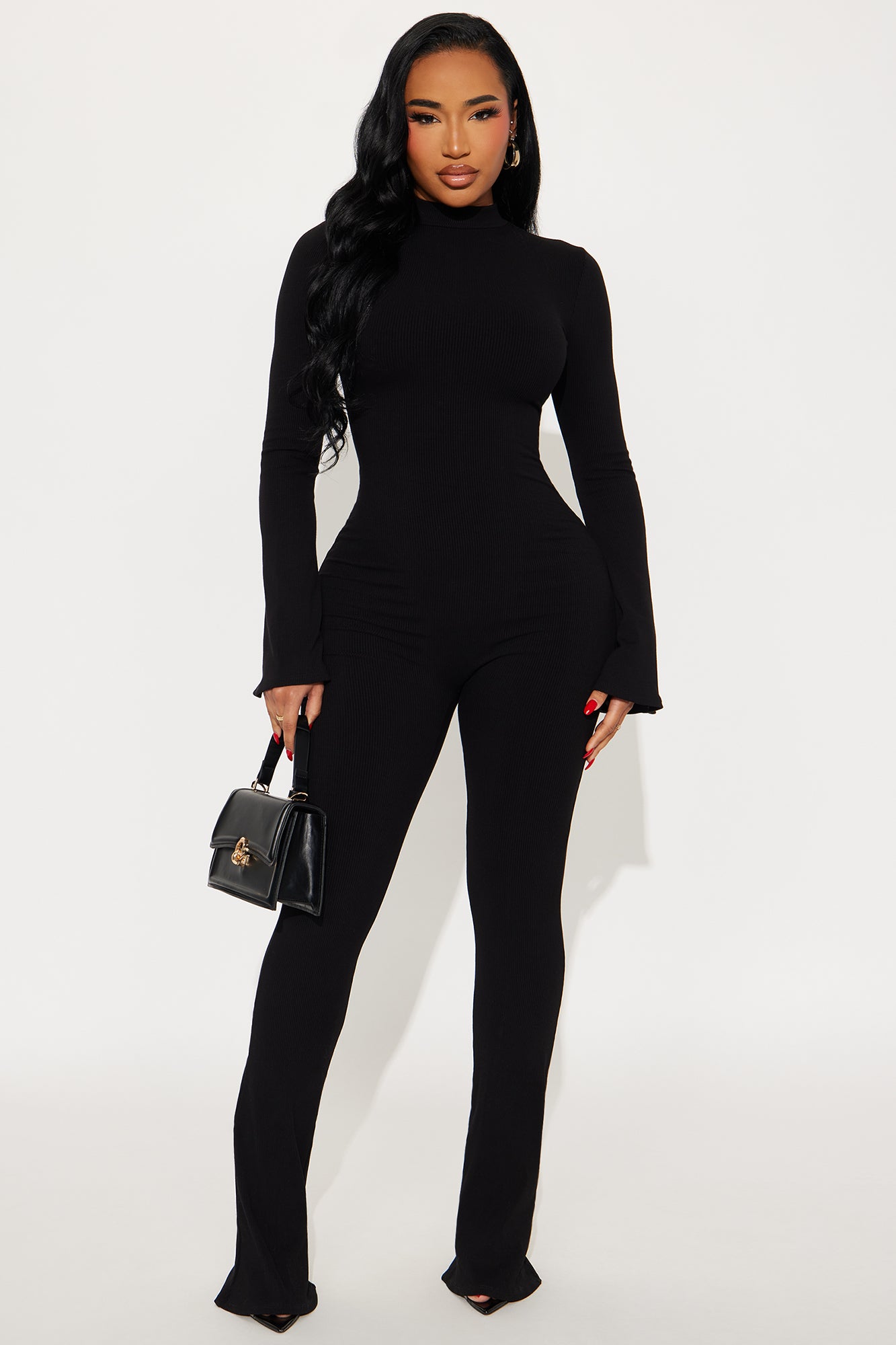 Seraphina Snatched Long Sleeve Jumpsuit - Black