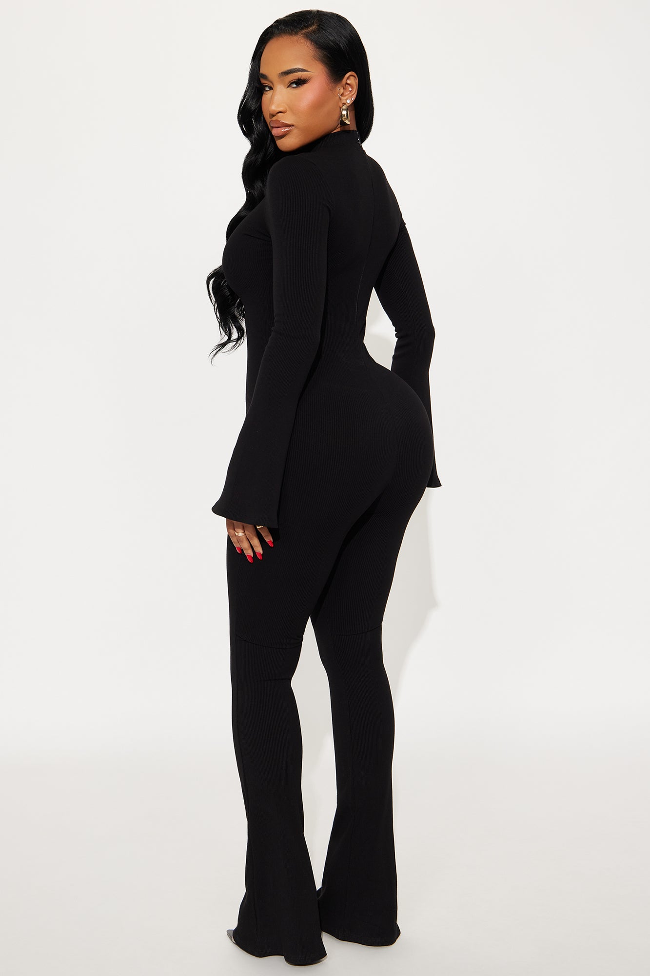 Seraphina Snatched Long Sleeve Jumpsuit - Black