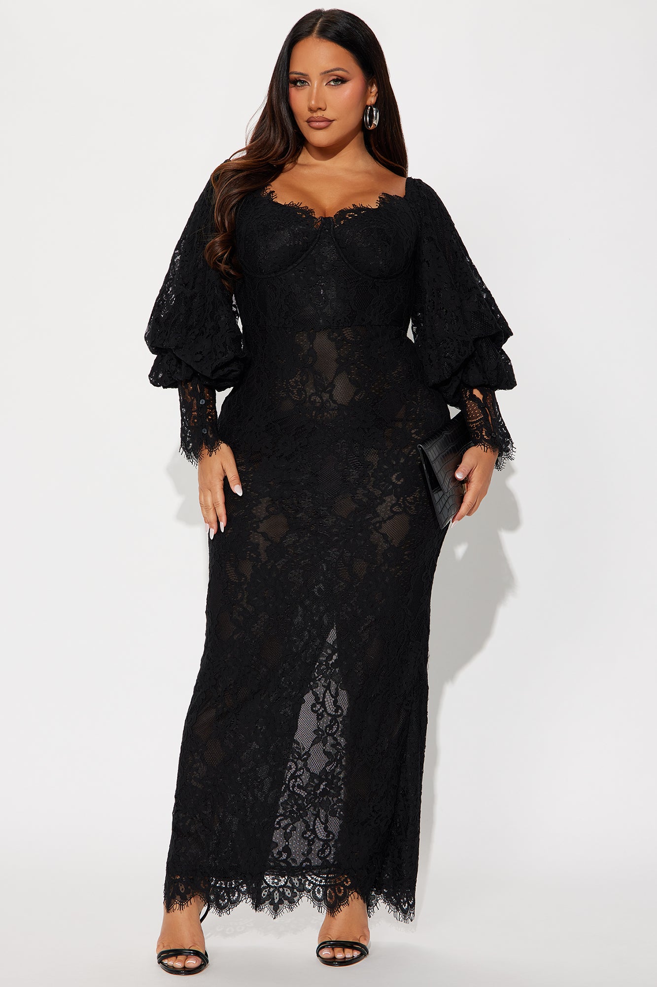 Natalia Lace Maxi Dress - Black