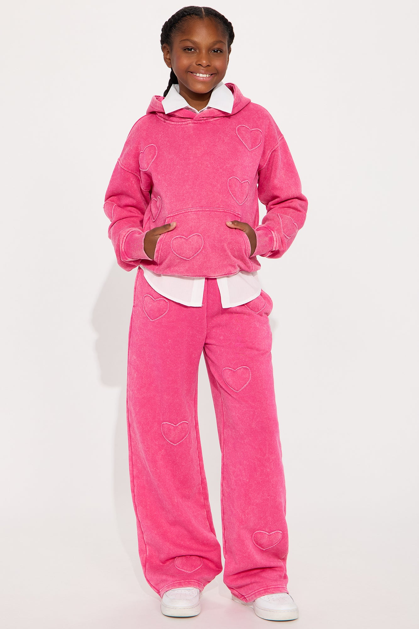 Mini Stole Your Heart Sweatsuit Set - Hot Pink