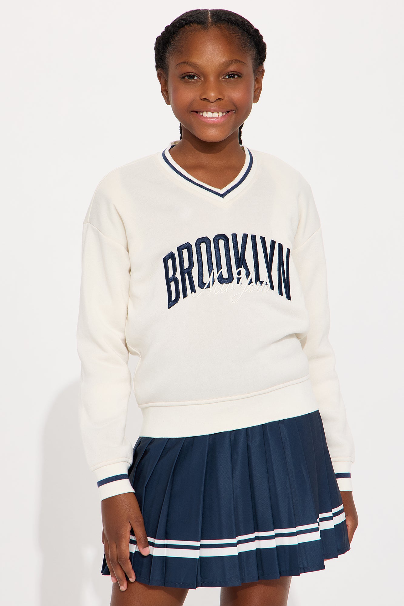 Mini In Brooklyn Pleated Mini Skirt Set - Heather/Combo