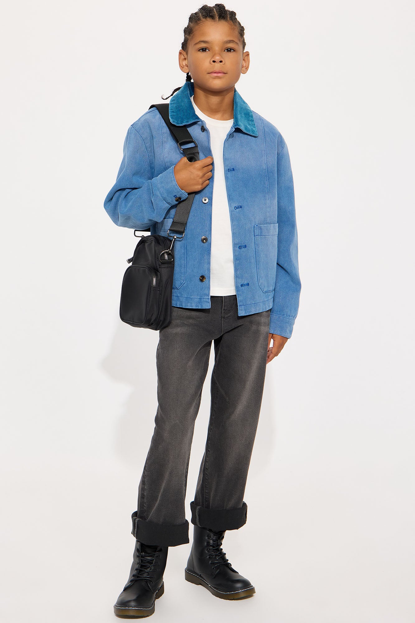 Mini Elevated Collar Work Jacket - Blue