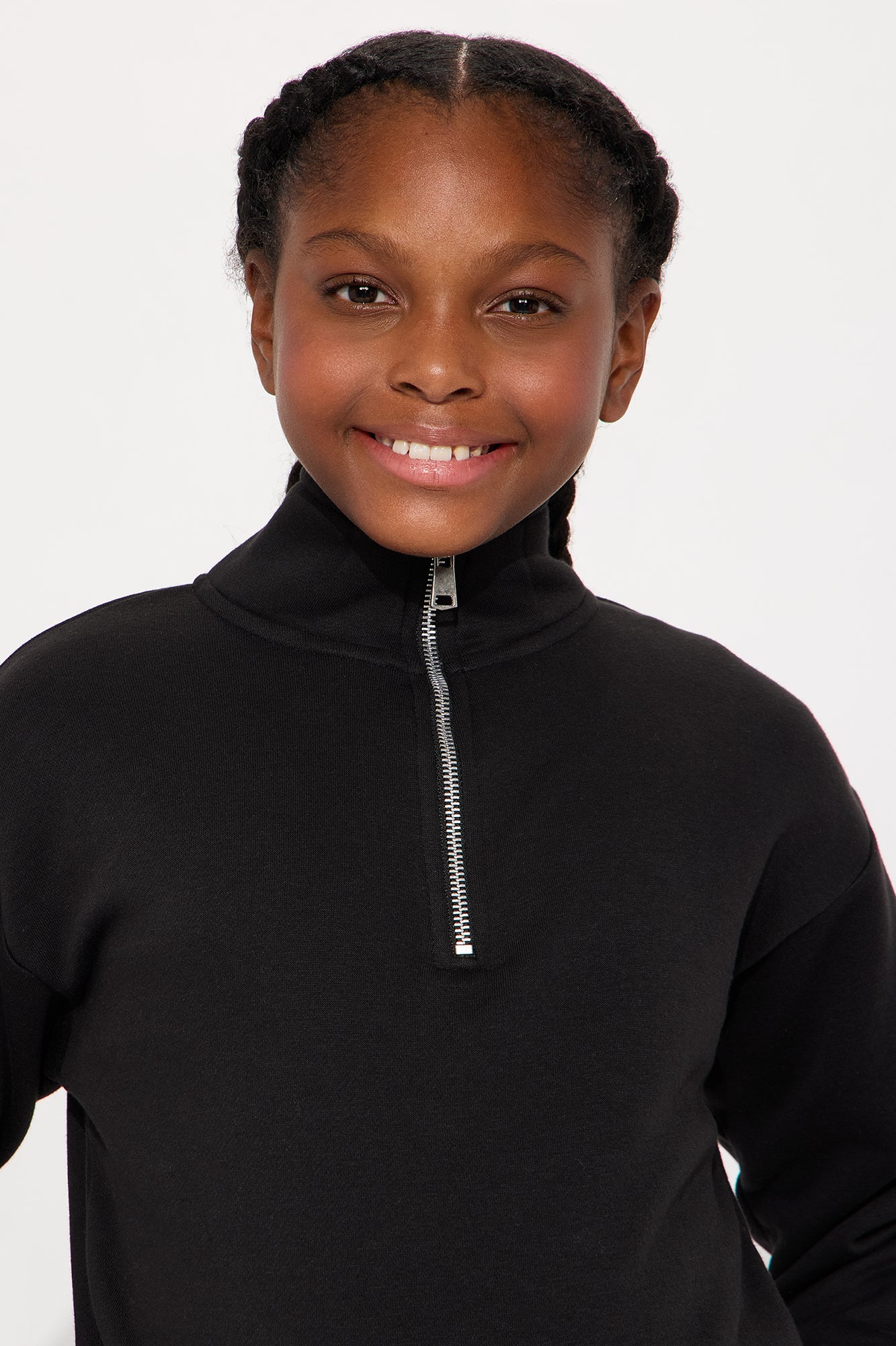Mini Stole Your Bestie Oversized Quarter Zip Sweatshirt - Black