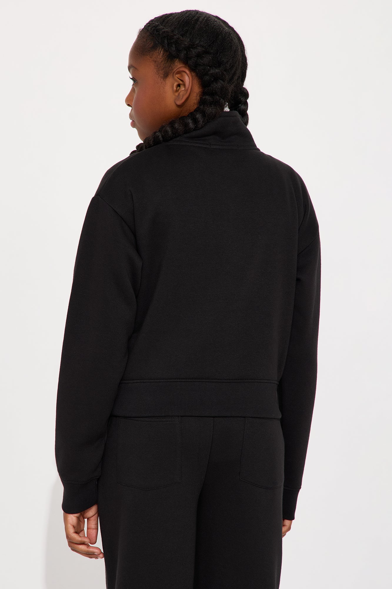 Mini Stole Your Bestie Oversized Quarter Zip Sweatshirt - Black