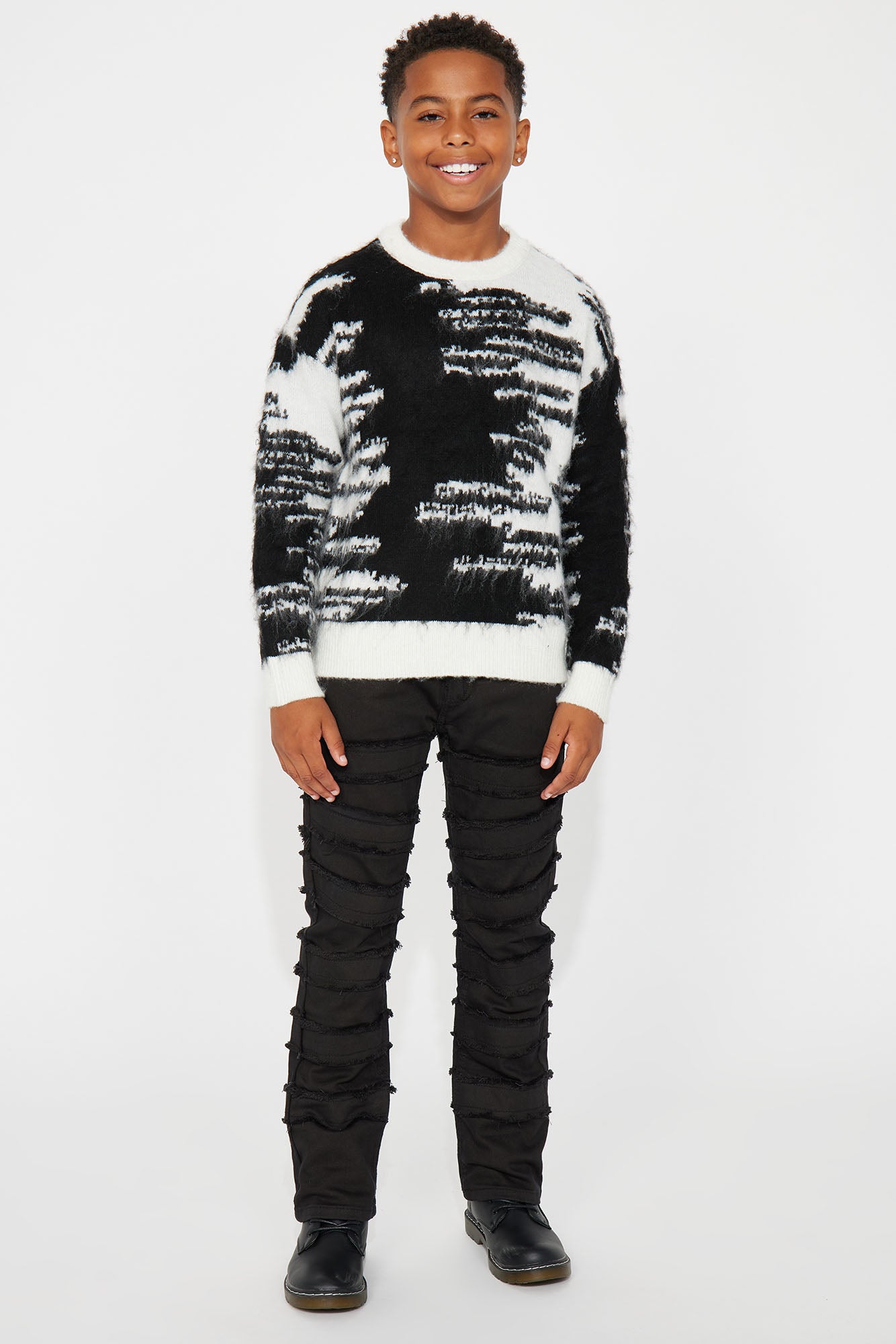 Mini Luke Stacked Flare Denim Jean - Black