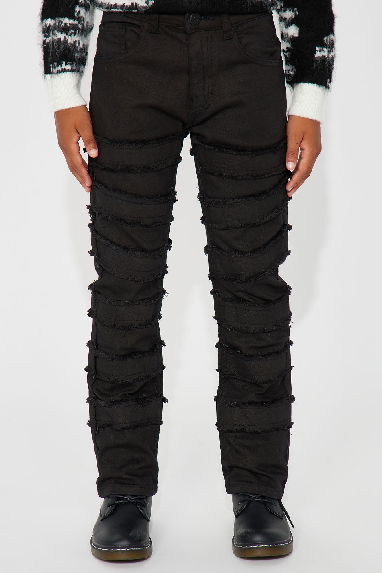 Mini Luke Stacked Flare Denim Jean - Black