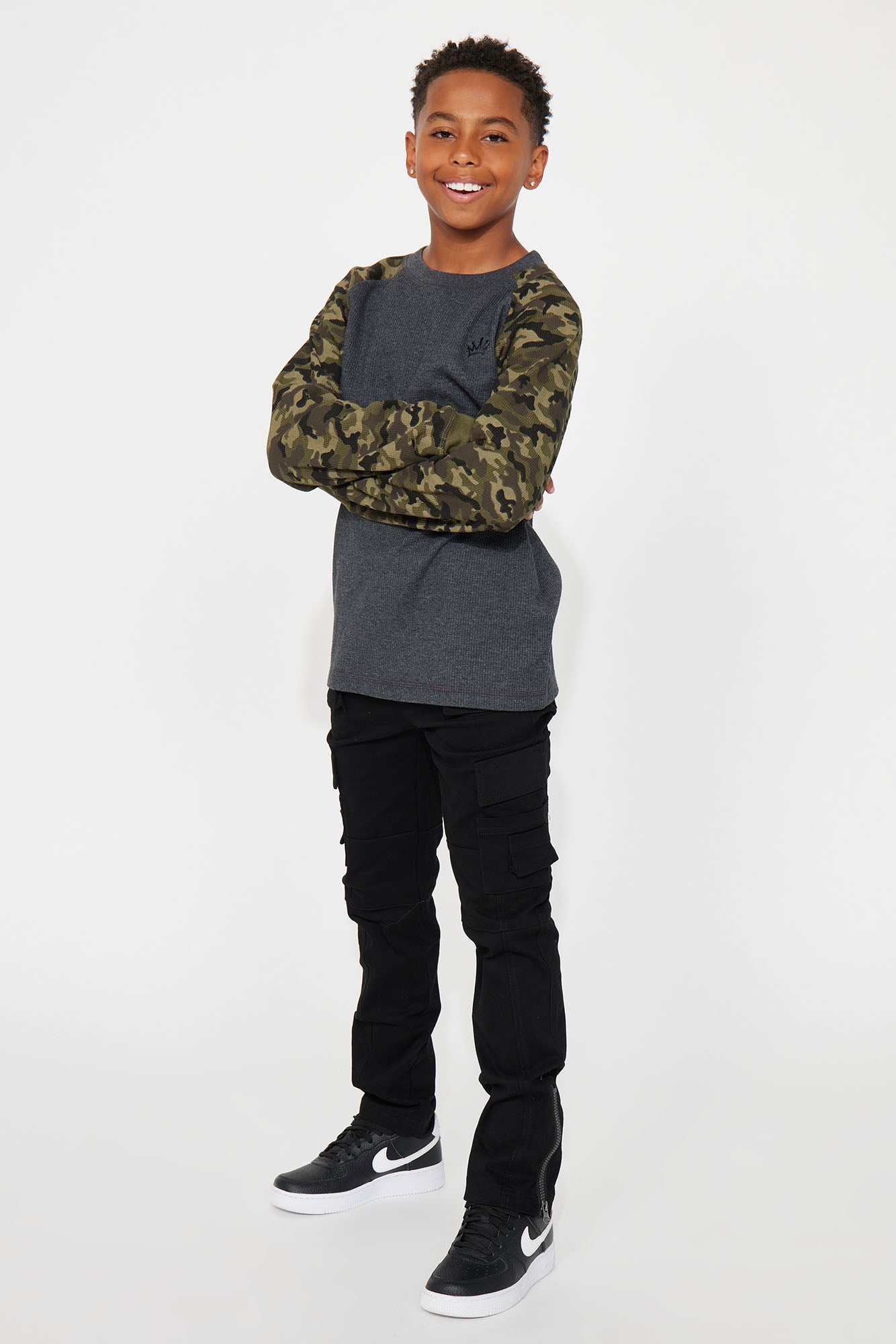 Mini Casually Walk Side Zipper Cargo Pant - Black